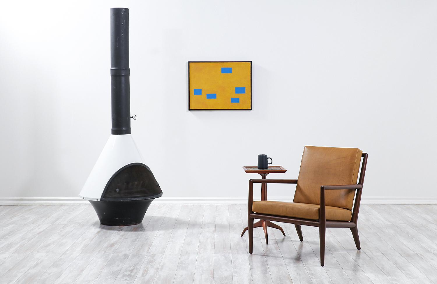 Mid-Century Modern lancer wood burning fireplace by Malm.