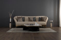 Table basse de style « Mid-Century Modern » en laiton et marbre, fabriquée à la main par Greenapple