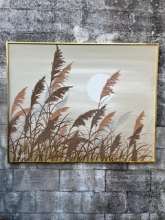 Mid Century Modern Landscape Oil Painting Signed by Lee Reynolds. Circa 1960s