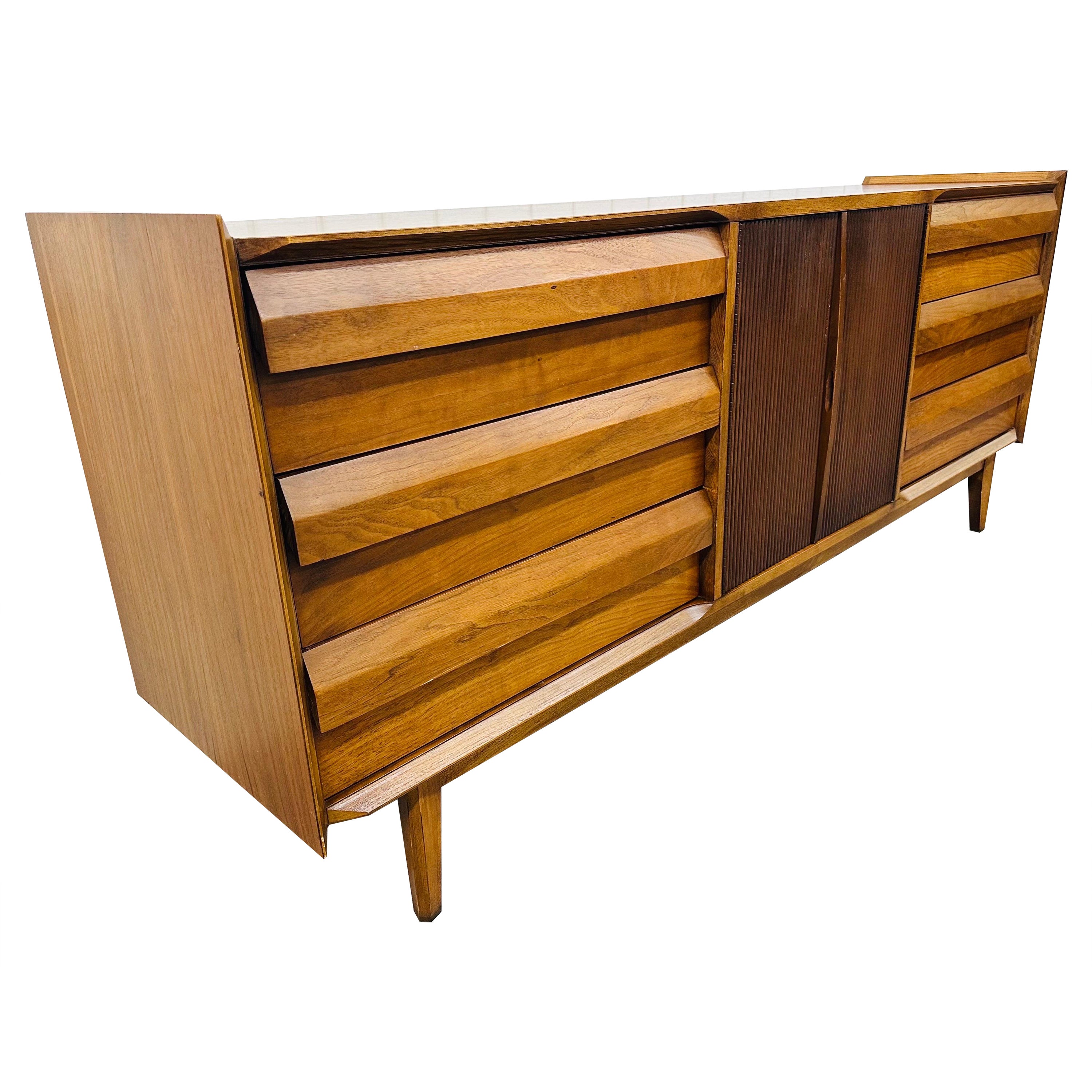 Mid-Century Modern Lane 1st Edition Walnut Triple Dresser