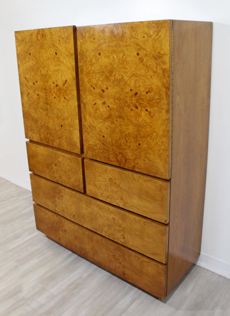 MidCentury Modern Lane 2 Pc Burl Wood Bedroom Set Highboy Dresser