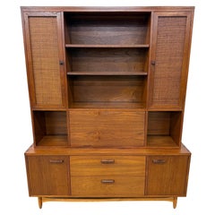 Mid-Century Modern Lane 2-Piece Walnut Storage Cabinet