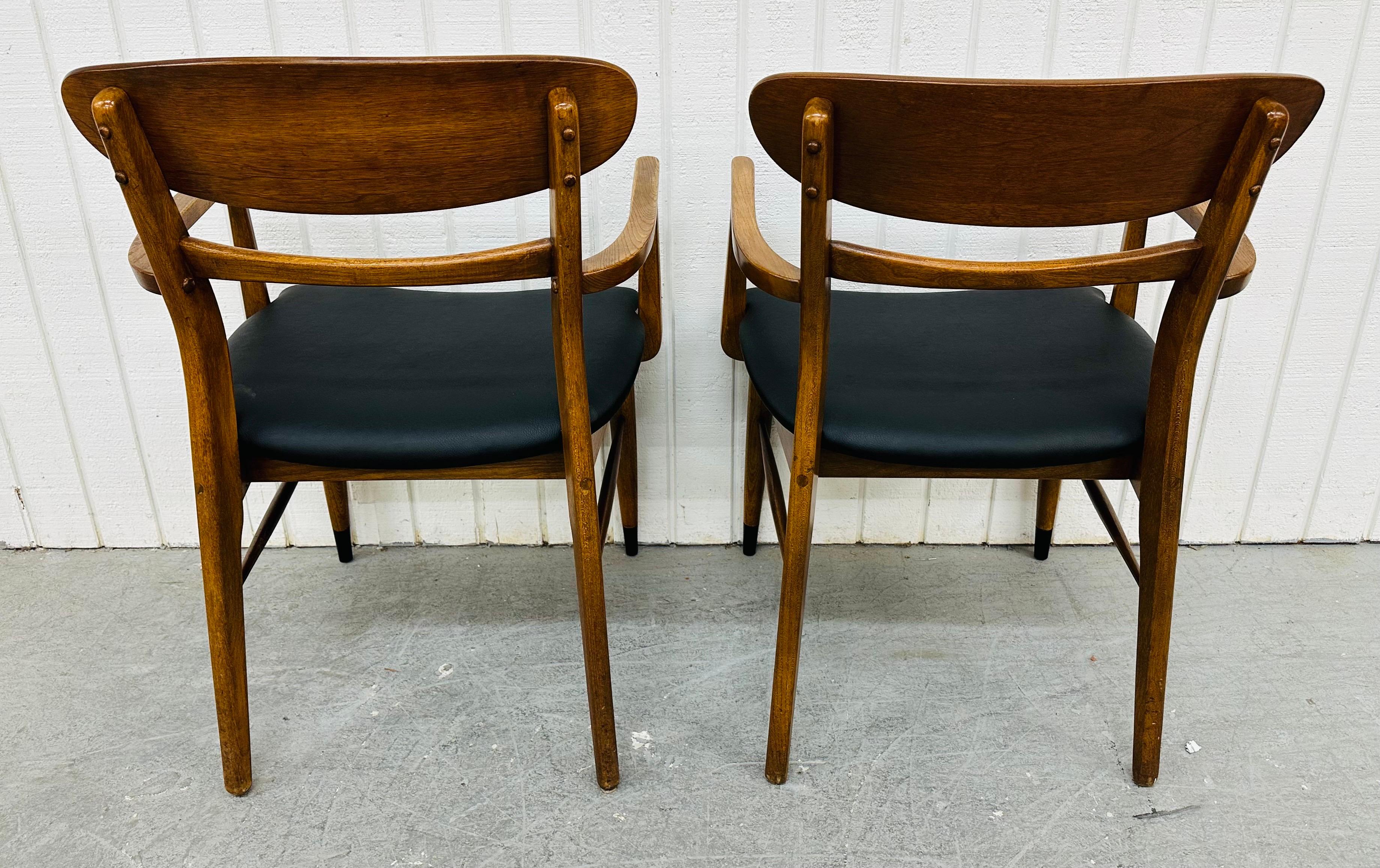 20th Century Mid-Century Modern Lane Acclaim Walnut Arm Chairs - Set of 2