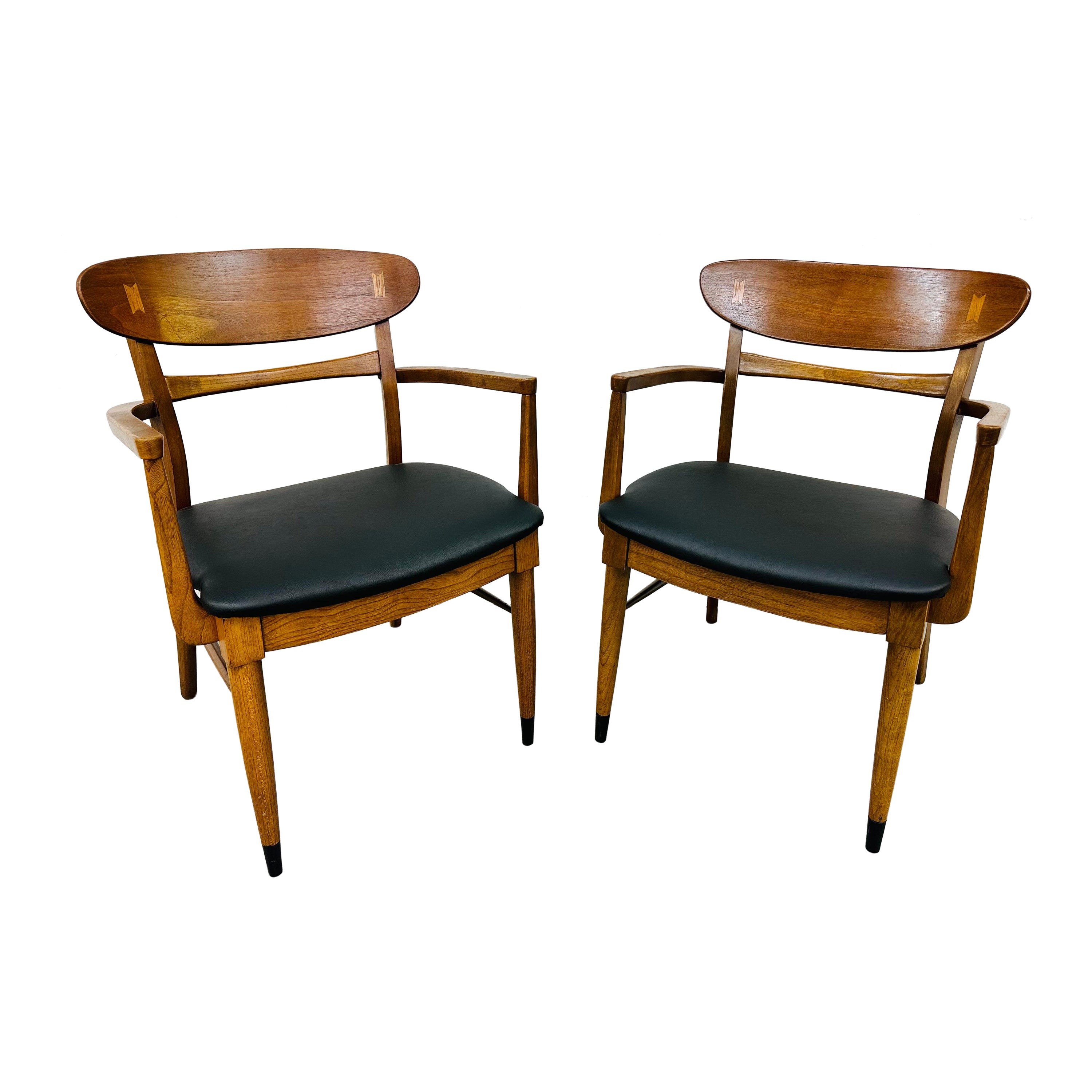 Mid-Century Modern Lane Acclaim Walnut Arm Chairs - Set of 2