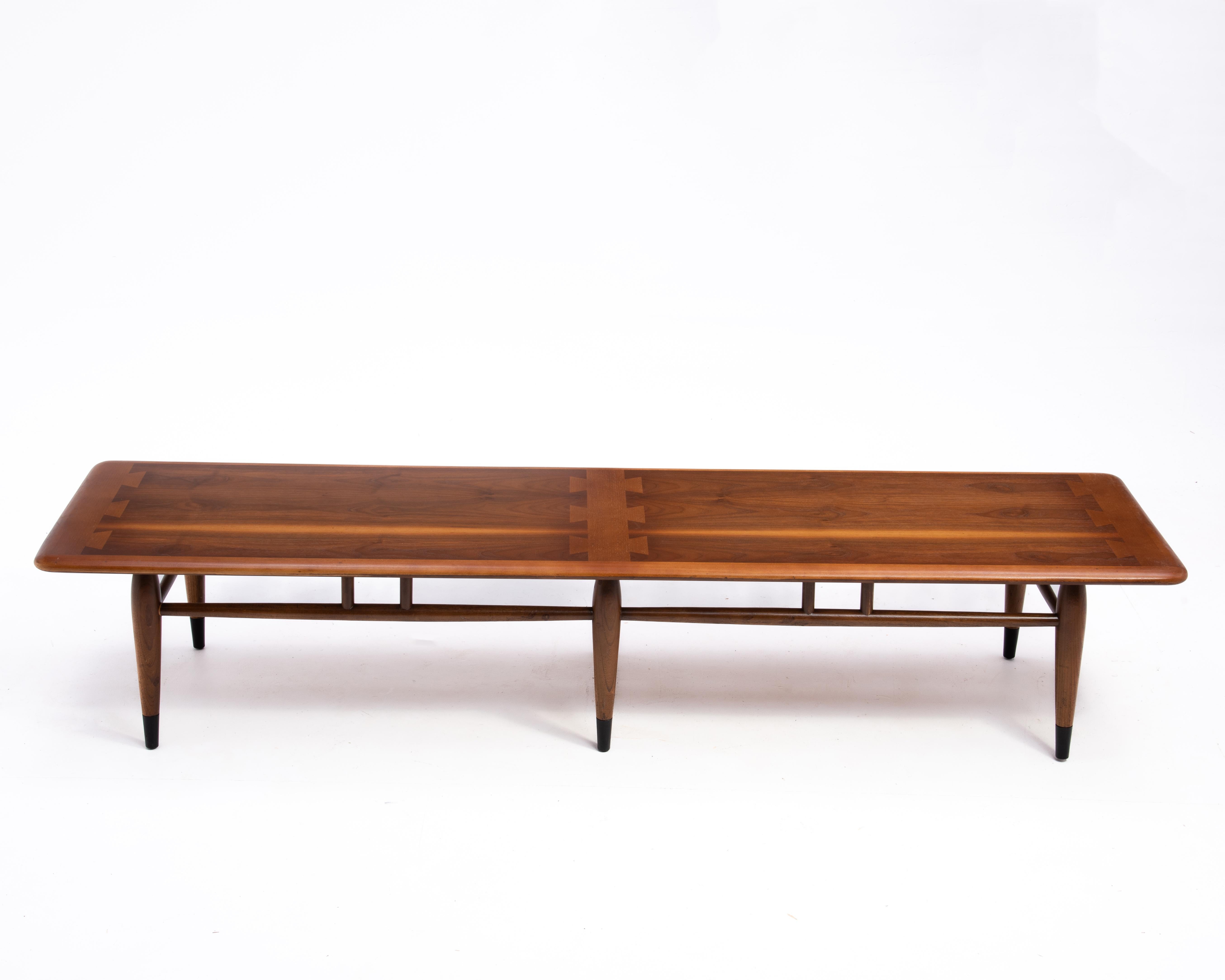 Metal Mid-Century Modern Lane Acclaim Walnut Coffee Table Andre Bus Style 900 09 For Sale