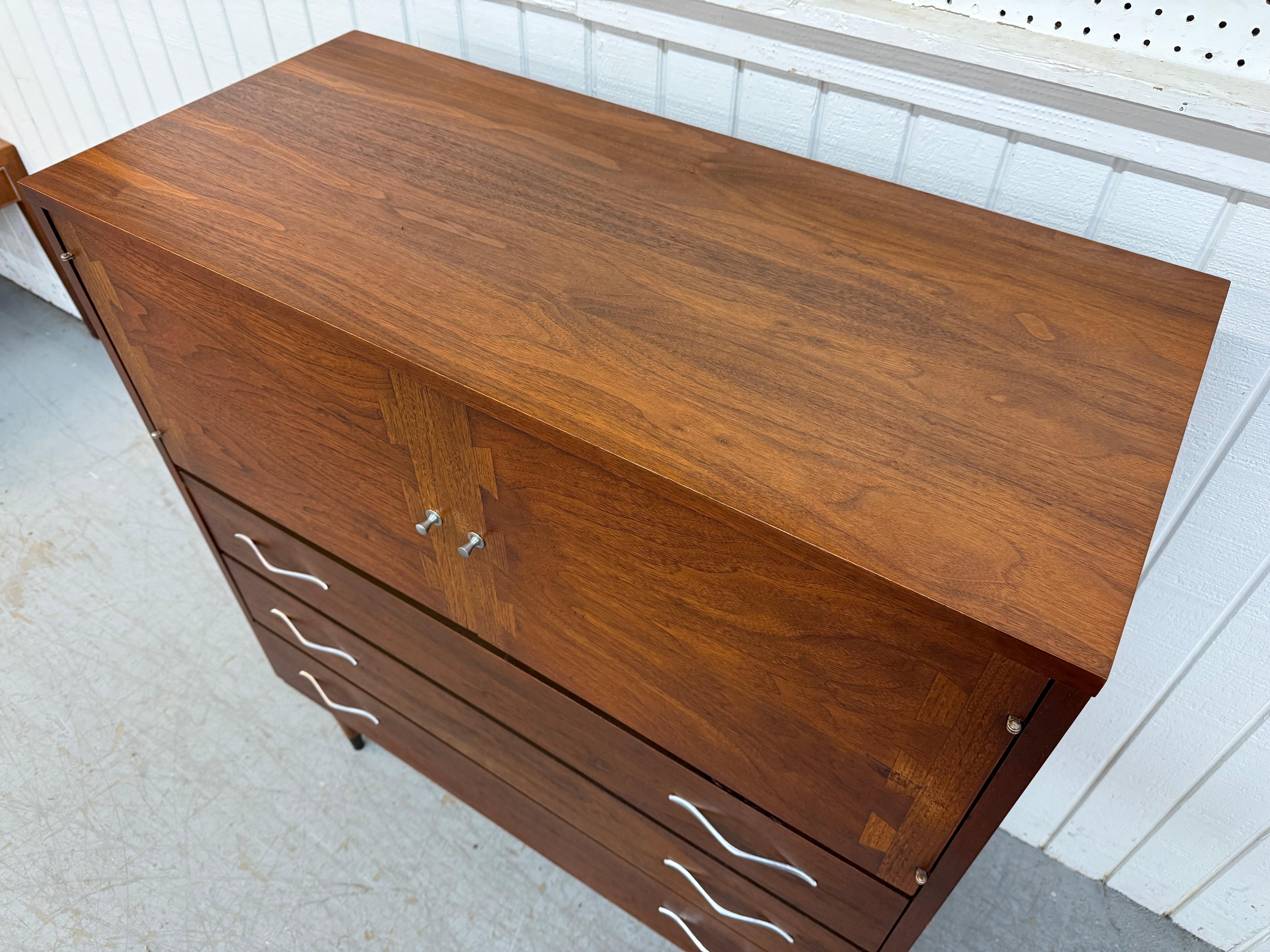 Chrome Mid-Century Modern Lane Acclaim Walnut High Chest
