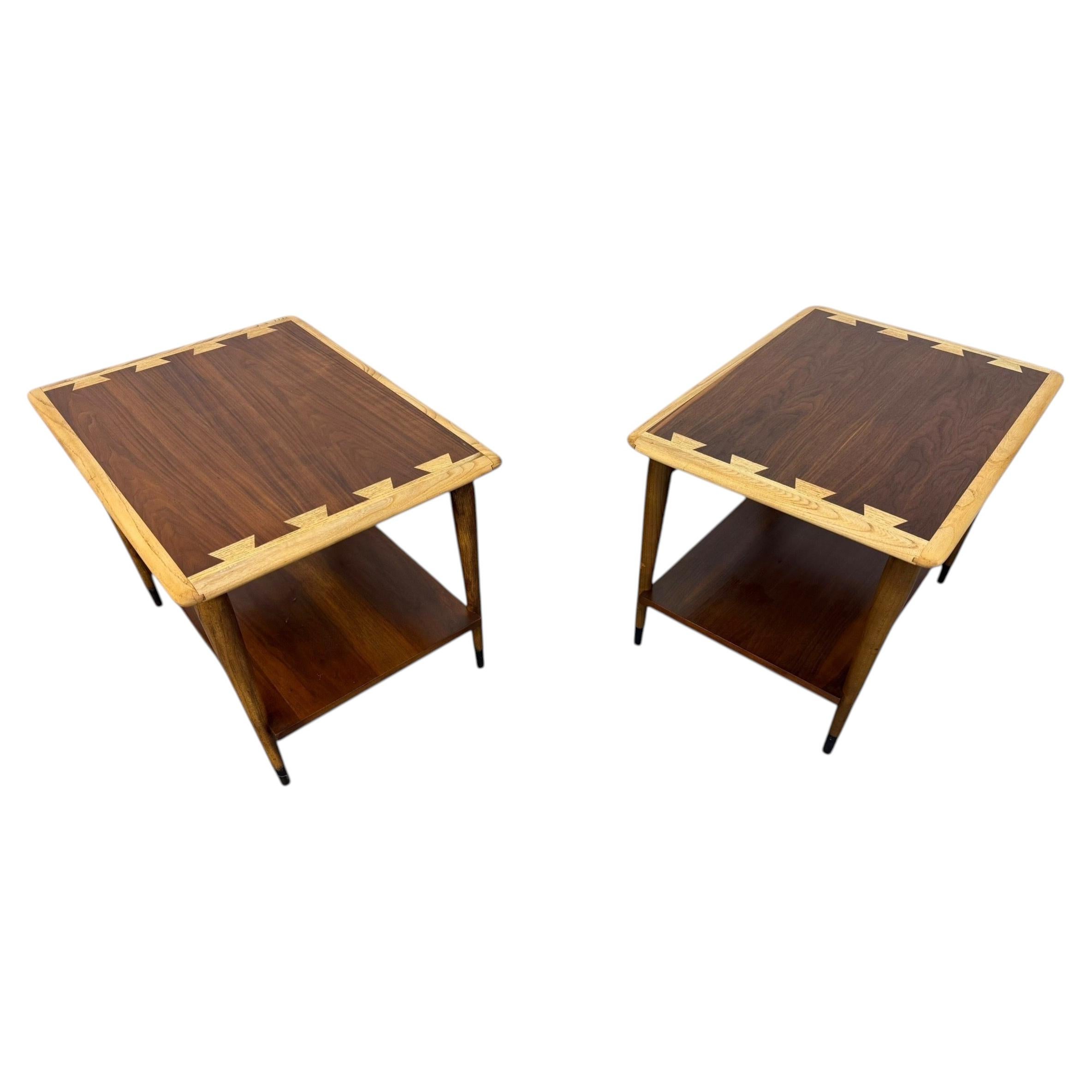 Mid-Century Modern Lane Acclaim Walnut Side Tables - Set of 2 - Refinished!