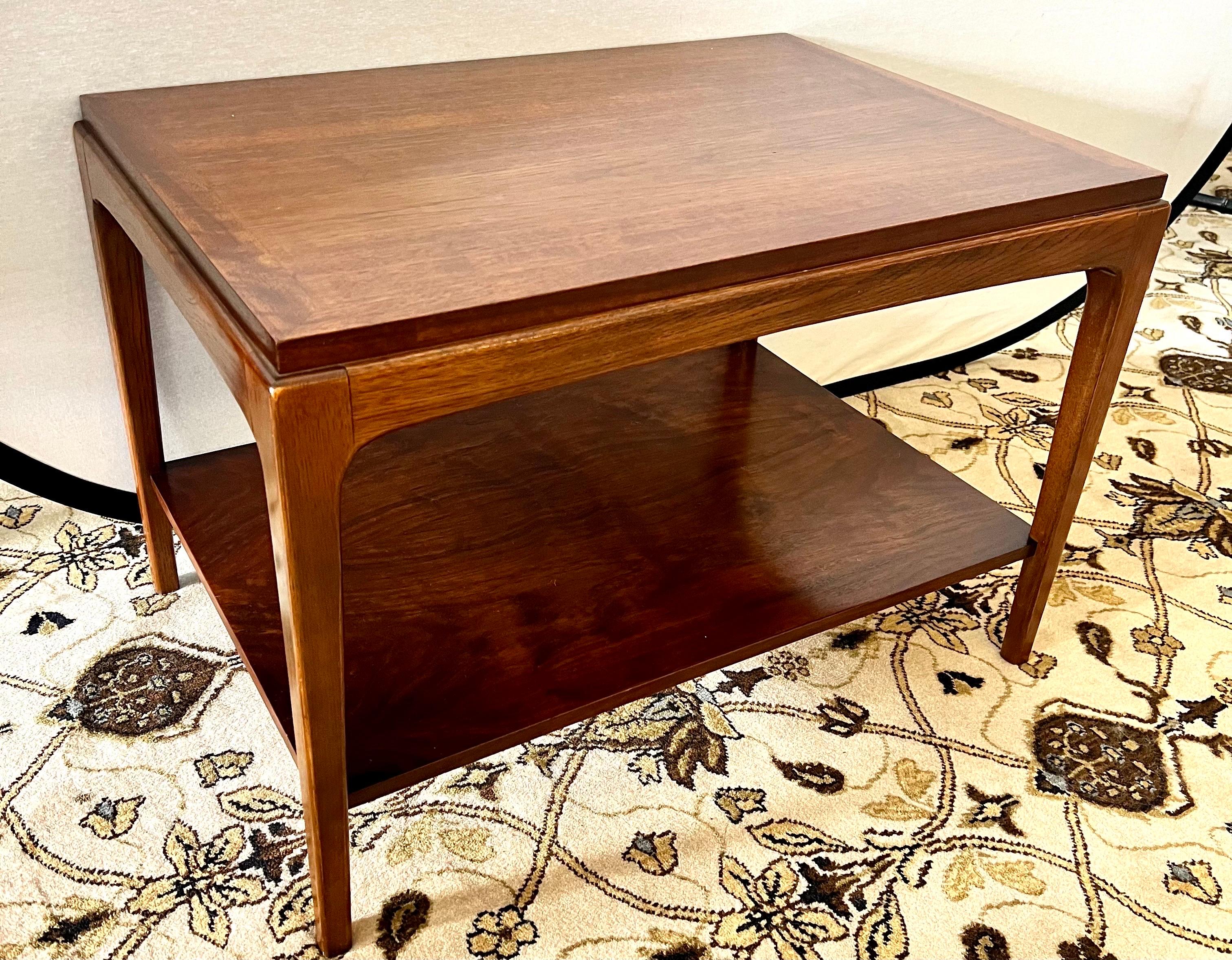 American Mid-Century Modern Lane Altavista Two Tiered Walnut Side Table