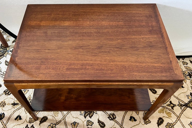 Late 20th Century Mid-Century Modern Lane Altavista Two Tiered Walnut Side Table For Sale