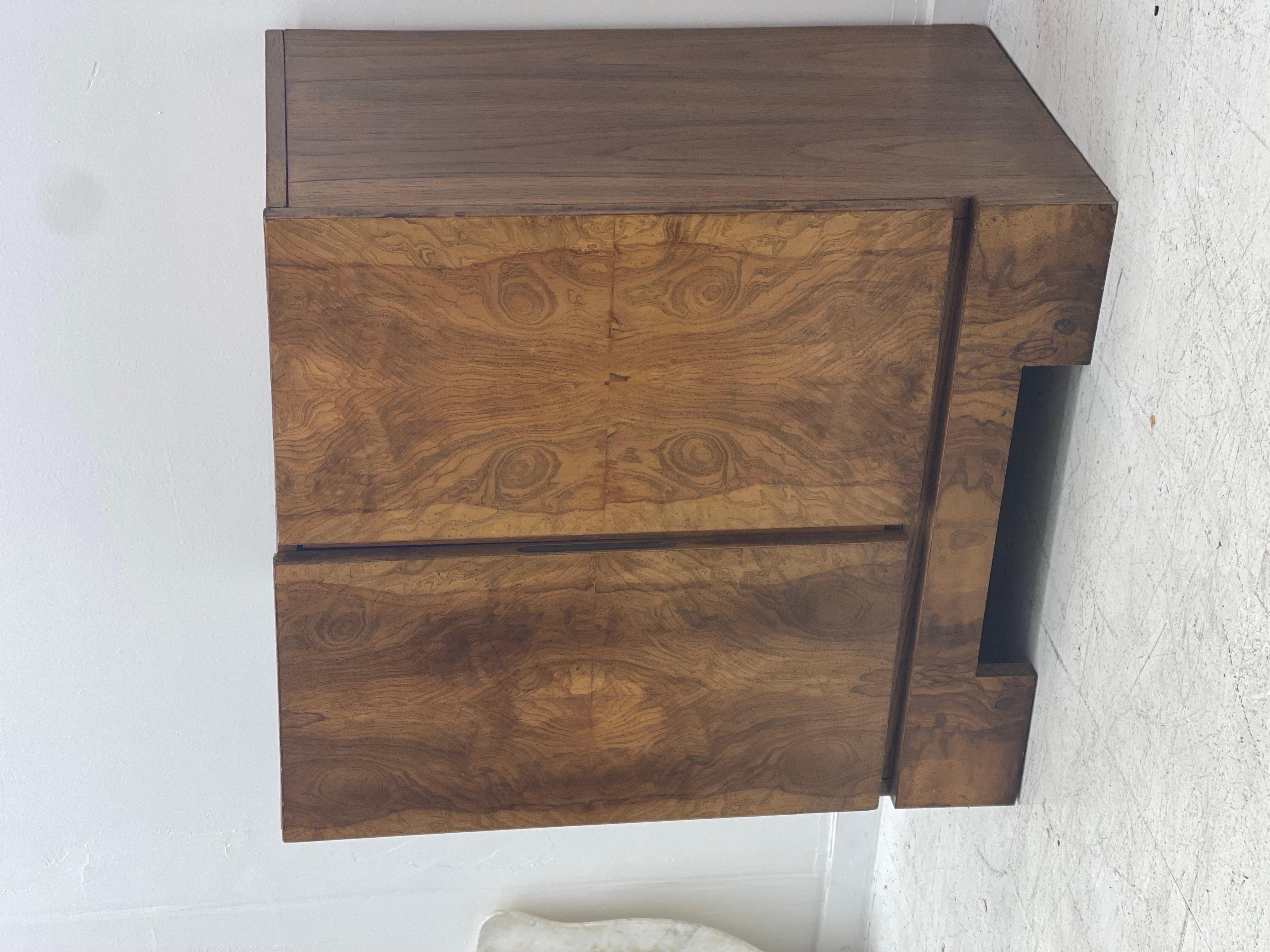 Mid-Century Modern Lane Art Deco Burl Wood Baughman Side Table Record Cabinet 6