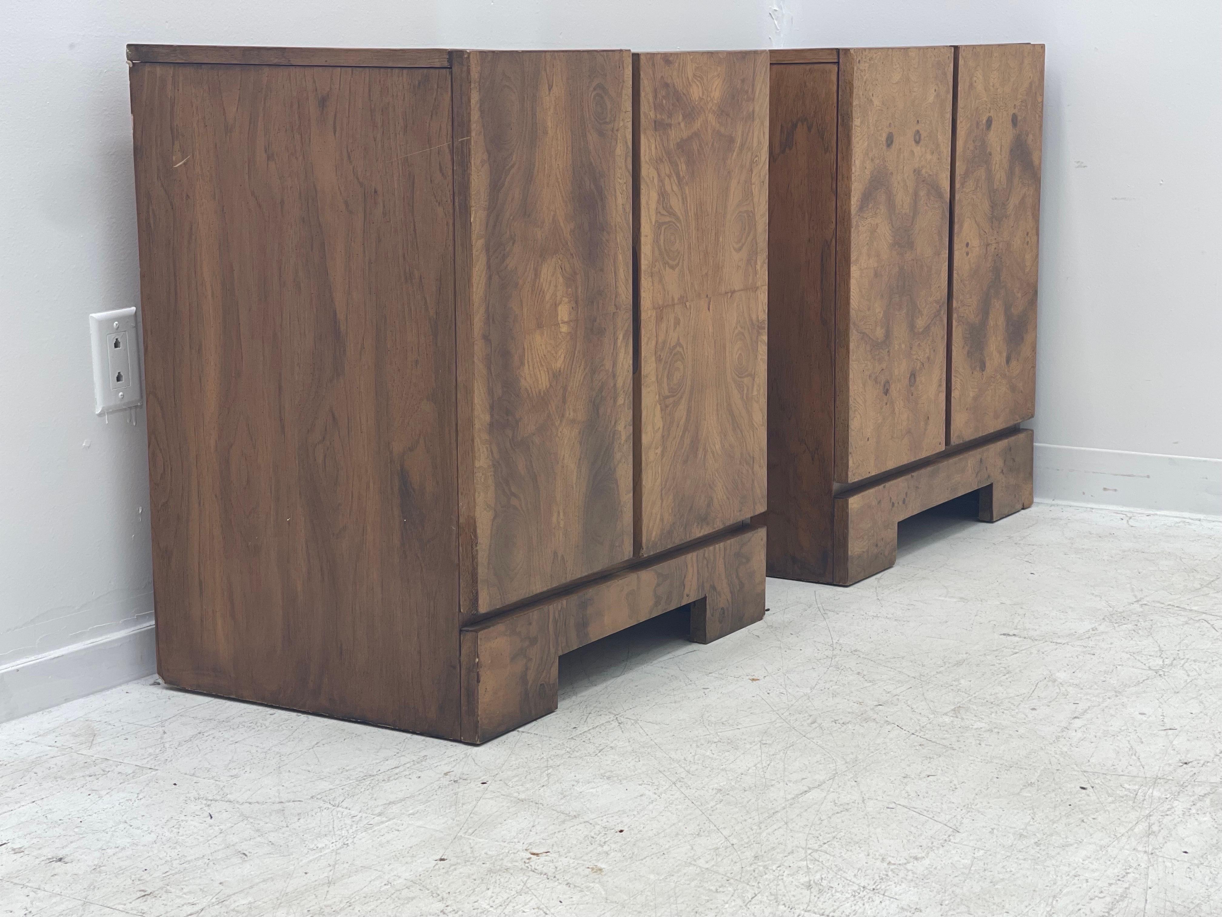 Mid-Century Modern Lane Art Deco Burl Wood Baughman Side Table Record Cabinet 7