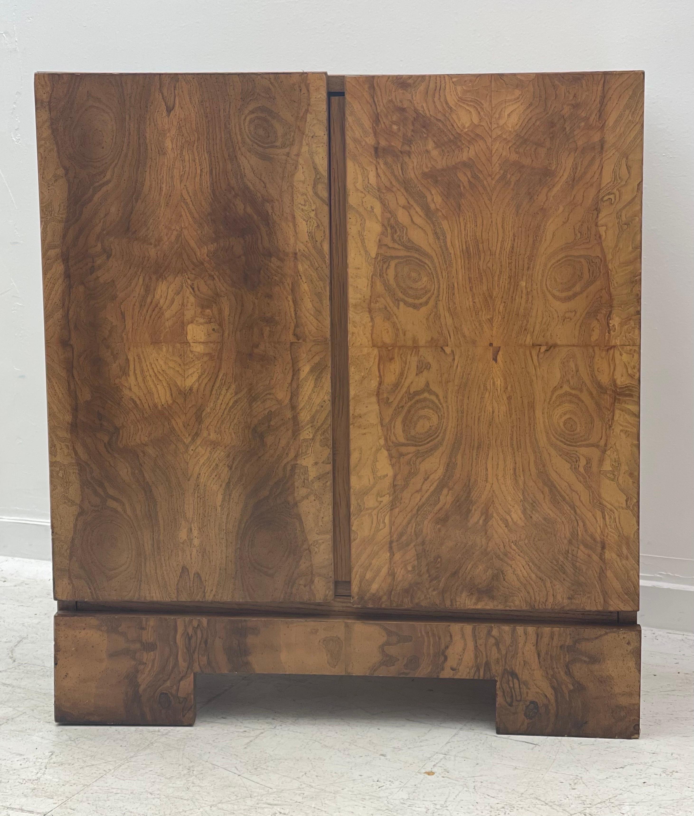 Mid-Century Modern Lane Art Deco Burl Wood Baughman Side Table Record Cabinet 8