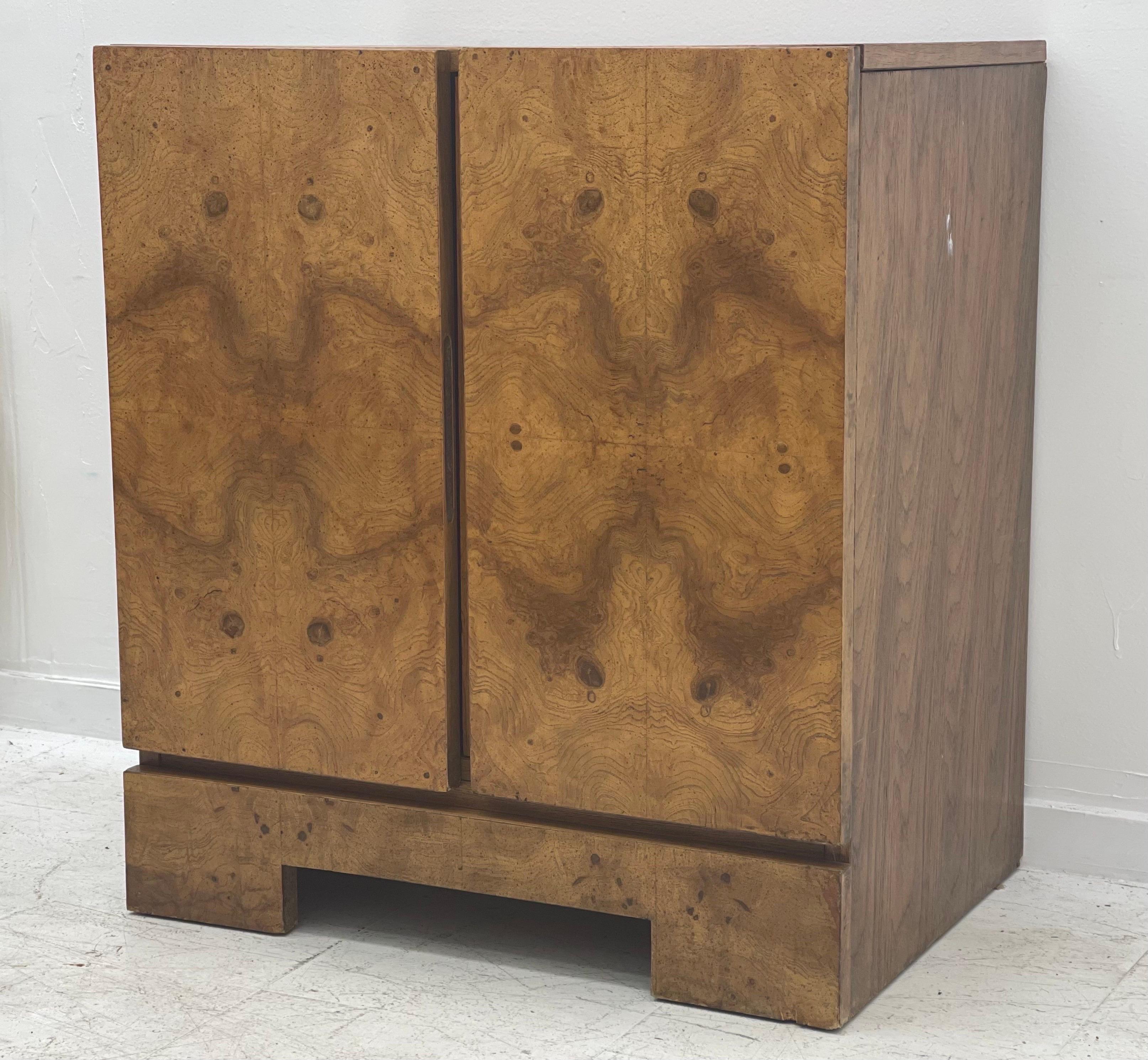 Mid-Century Modern Lane Art Deco Burl Wood Baughman Side Table Record Cabinet 1