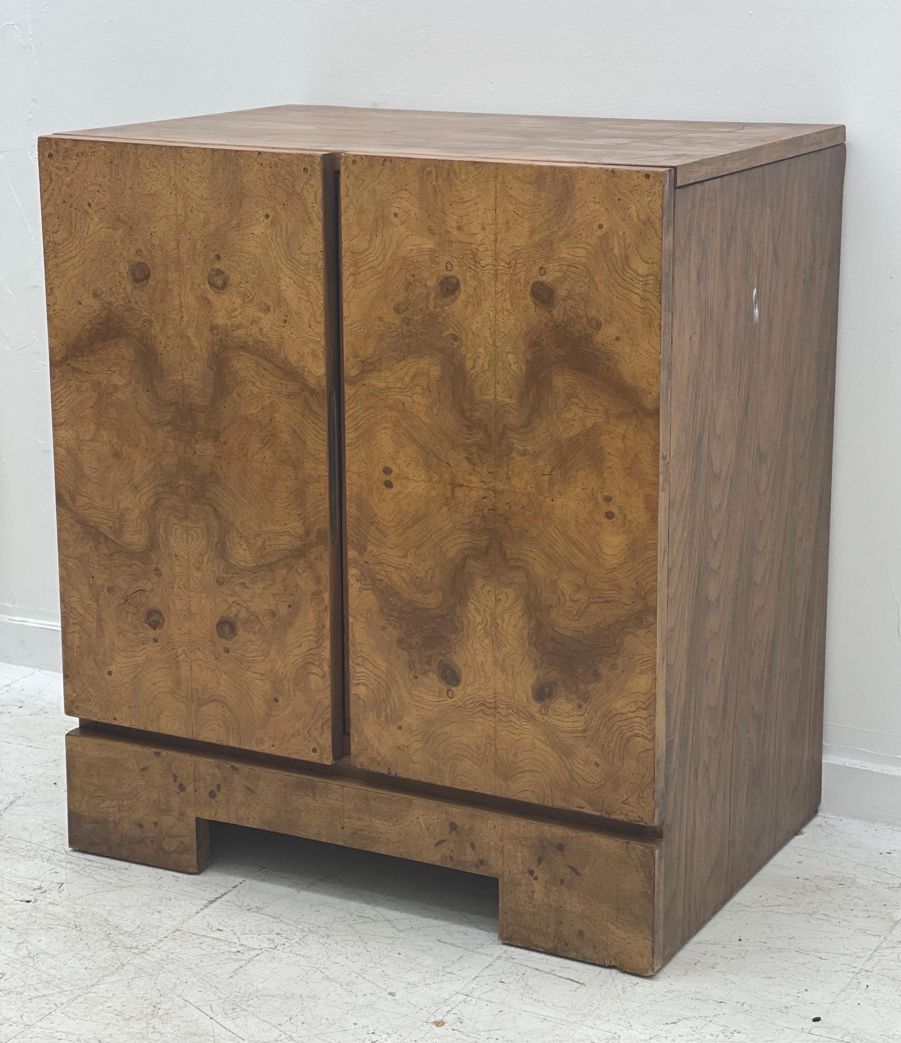 Mid-Century Modern Lane Art Deco Burl Wood Baughman Side Table Record Cabinet 2