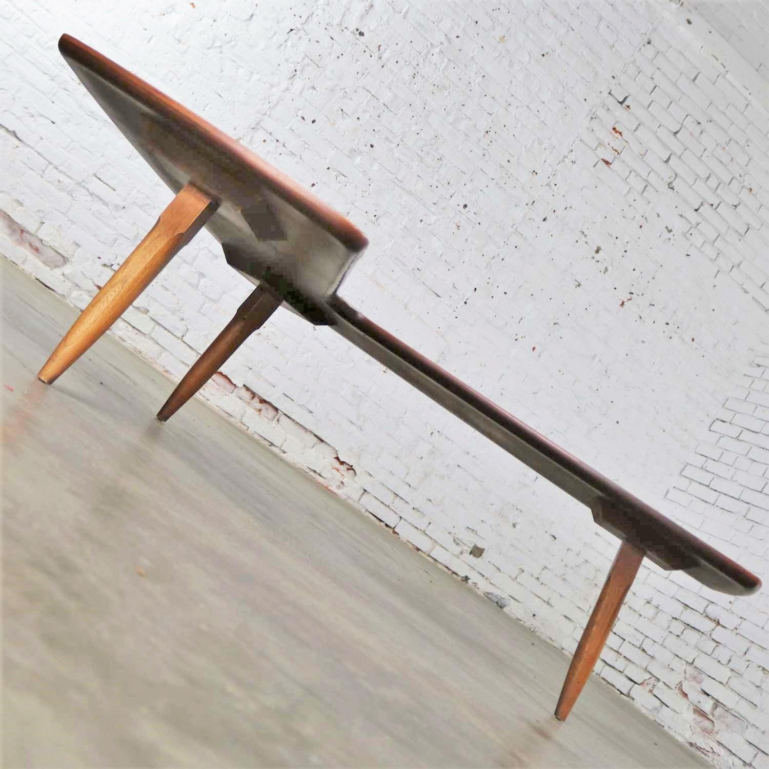 Mid-Century Modern Lane Boomerang Coffee Table with Inlaid Burl Style #1929 1