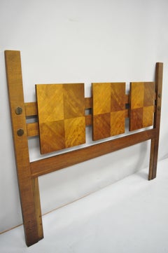Mid-Century Modern Lane Brutalist Blockfront Tall Post Bed Queen Full Headboard