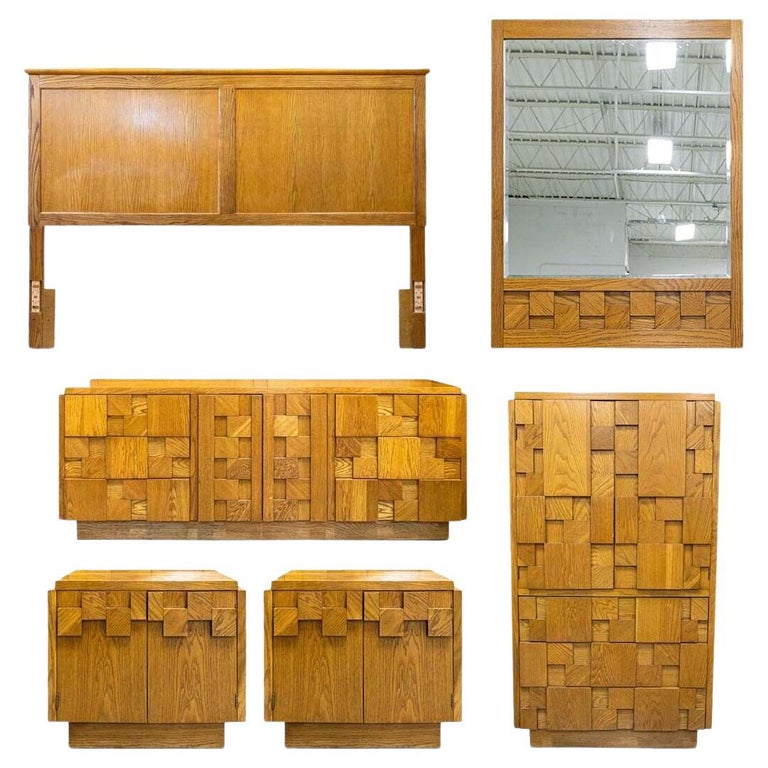 MidCentury Modern Lane Brutalist Complete Bedroom Set King Size