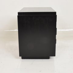 Intricate Black Brutalist Mosaic Nightstand Ebonized Walnut Lane Altavista 1970s