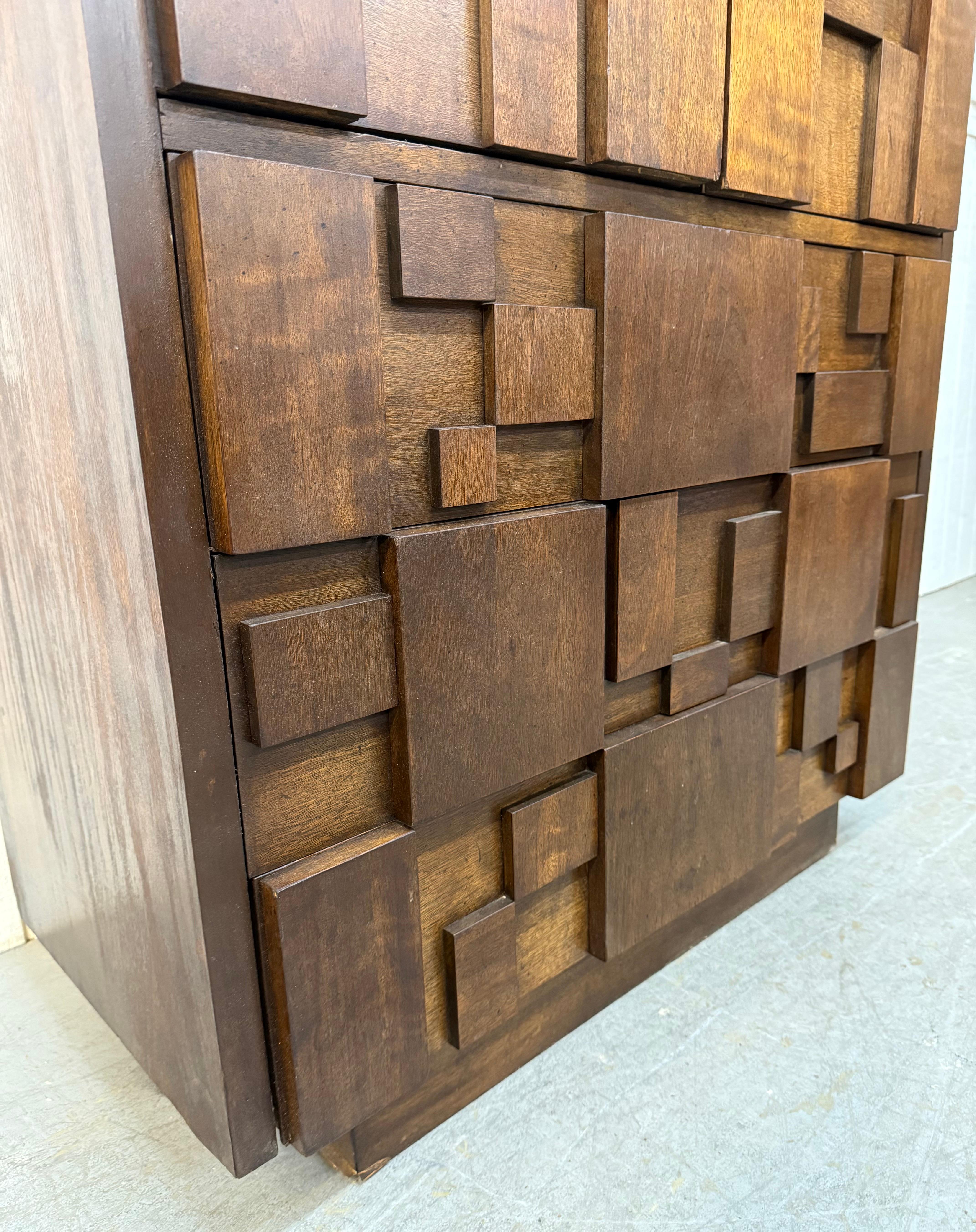 Mid-Century Modern Lane Brutalist Walnut Armoire 4