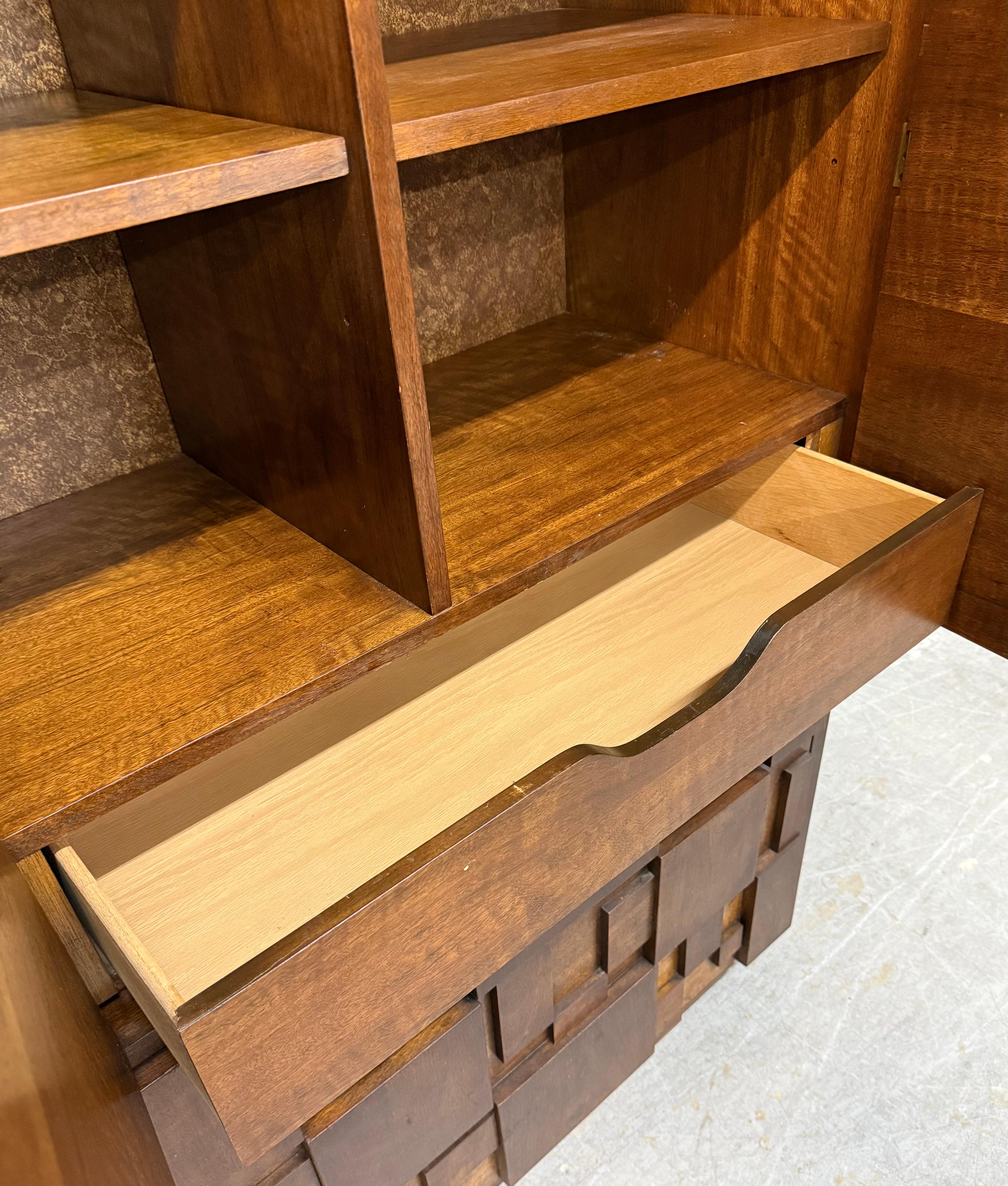 Wood Mid-Century Modern Lane Brutalist Walnut Armoire
