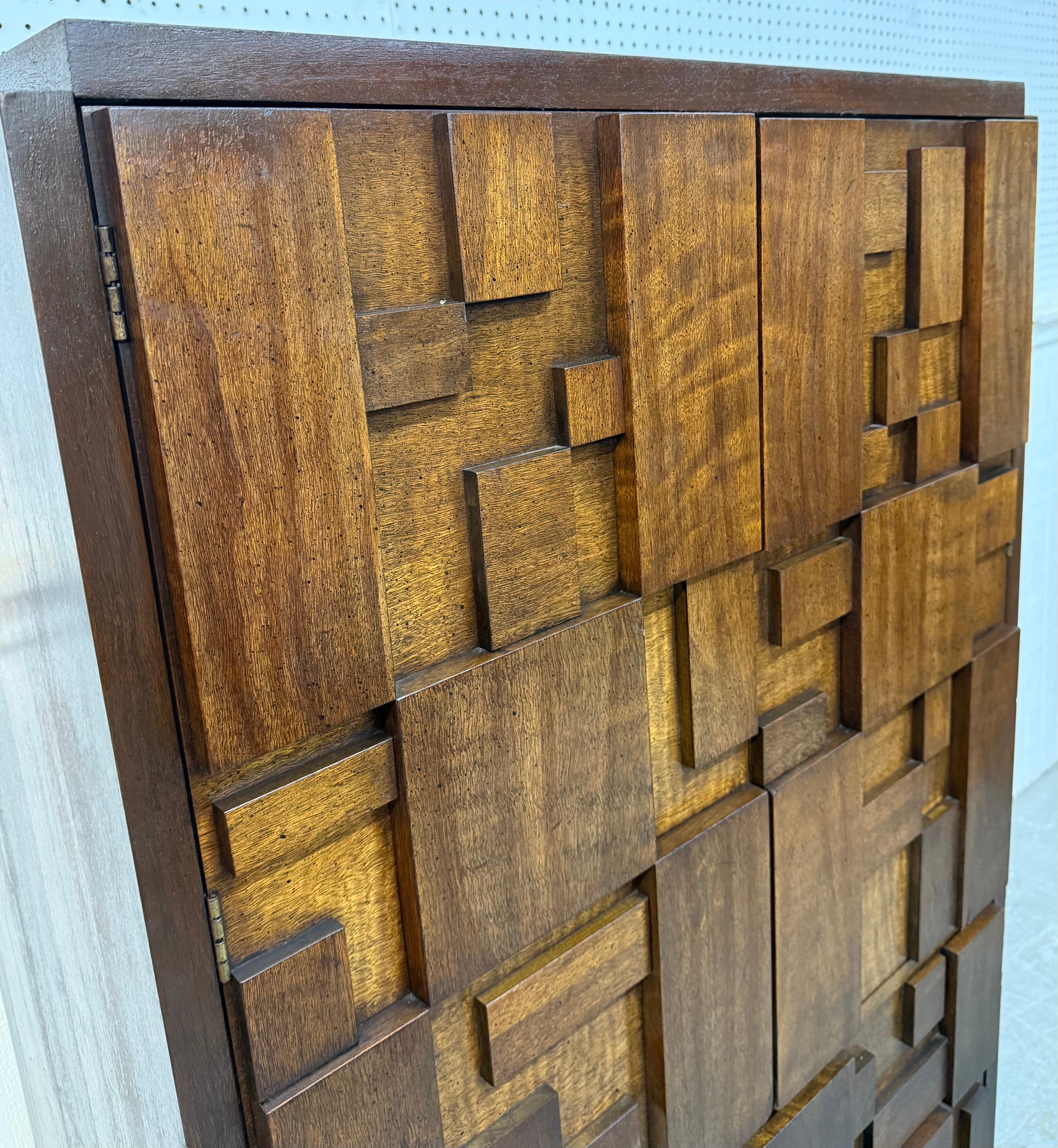 Mid-Century Modern Lane Brutalist Walnut Armoire 3