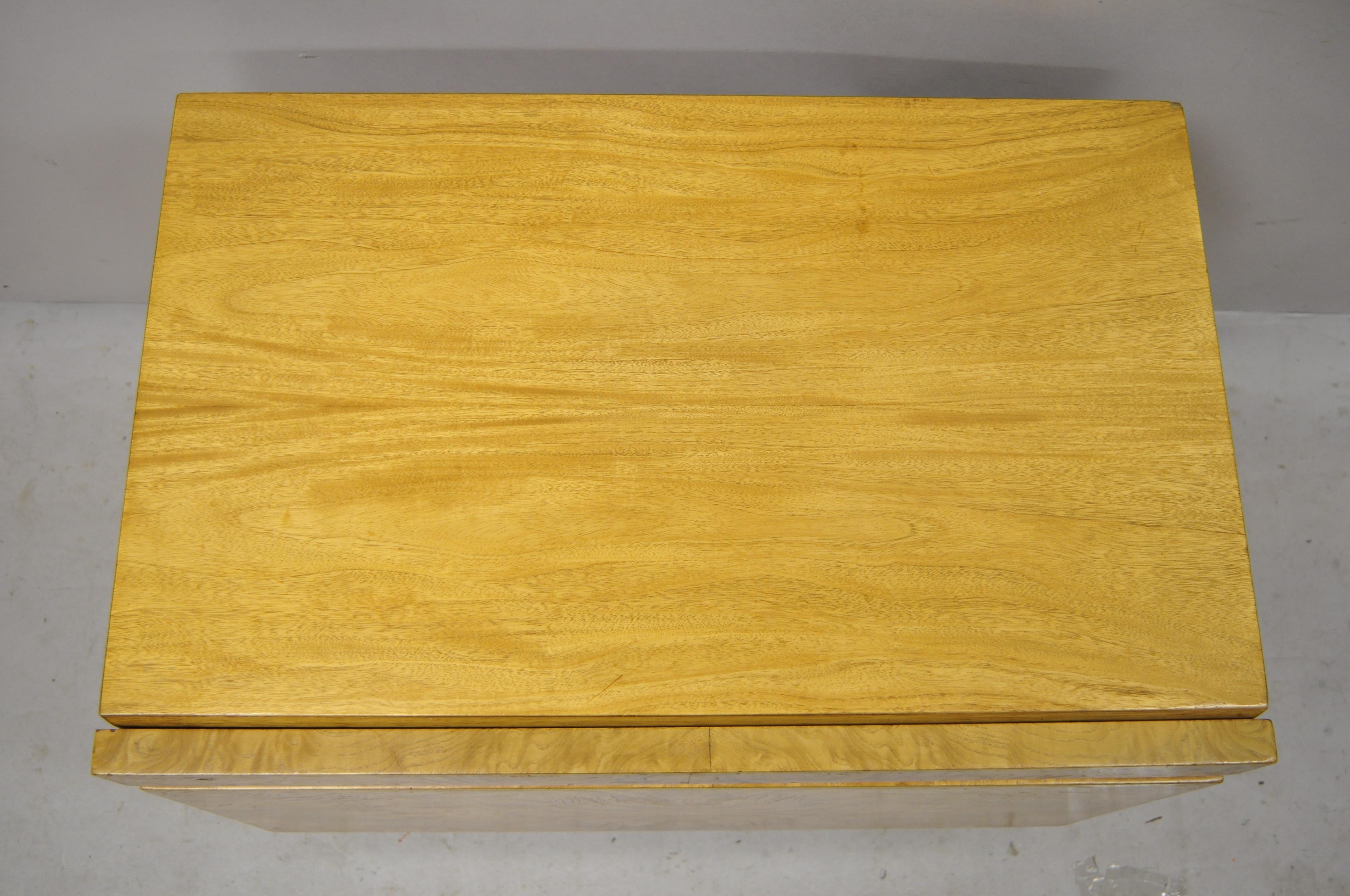 Woodwork Mid-Century Modern Lane Burl Wood Milo Baughman Style Nightstand Bedside Table