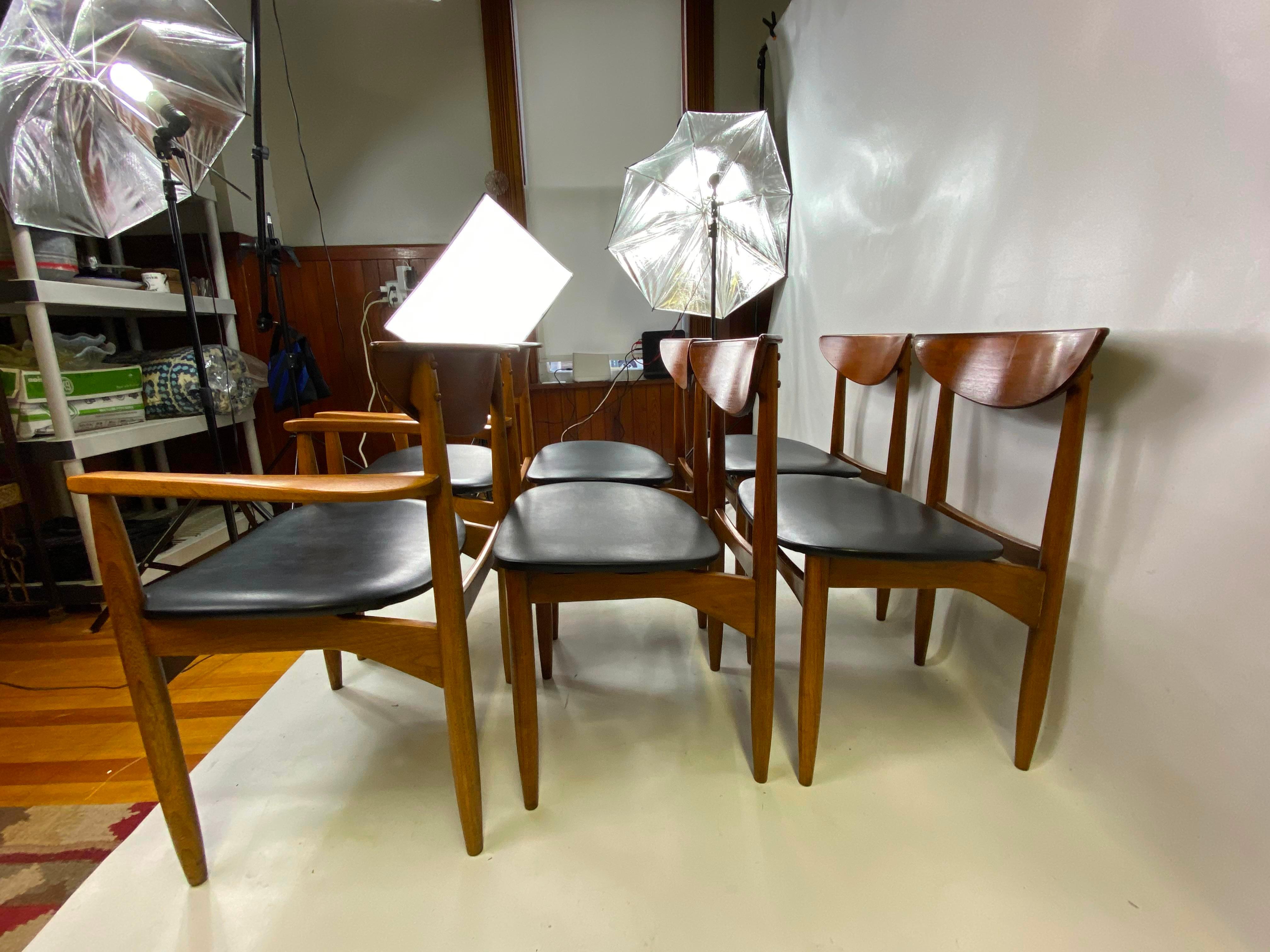 American Mid-Century Modern Lane Perception Dining Chairs, Set of 6