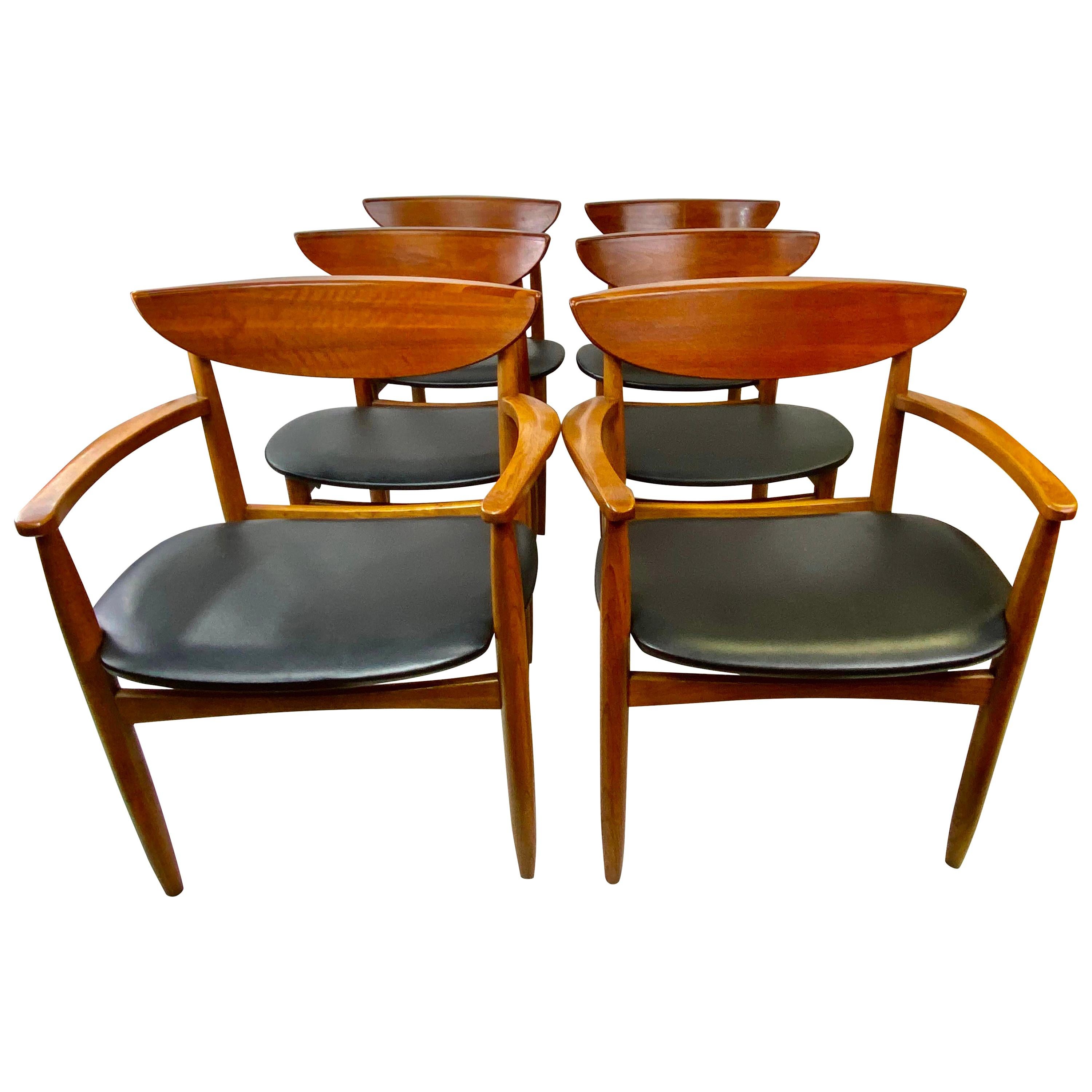 Mid-Century Modern Lane Perception Dining Chairs, Set of 6