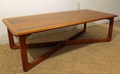 Mid-Century Modern Lane "Perception" Oak Walnut X-Base Coffee Table