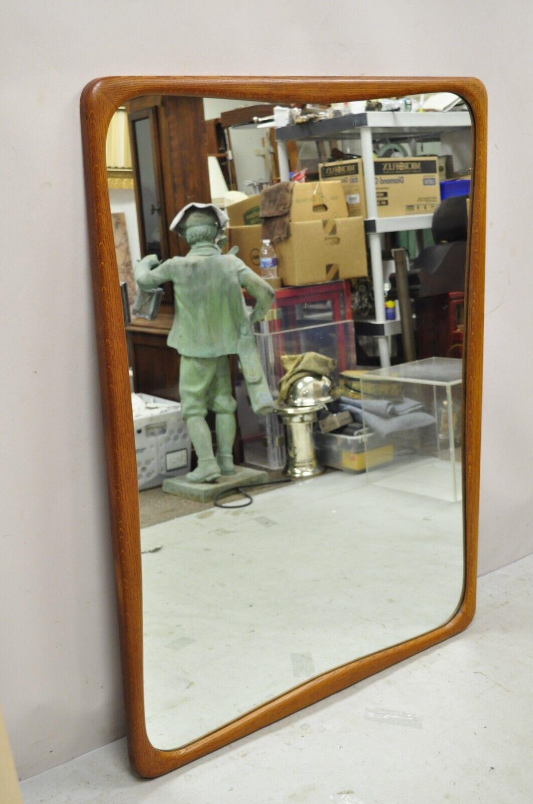 Mid-Century Modern Lane Perception Sculpted Oak Wood Rectangular Mirror 6