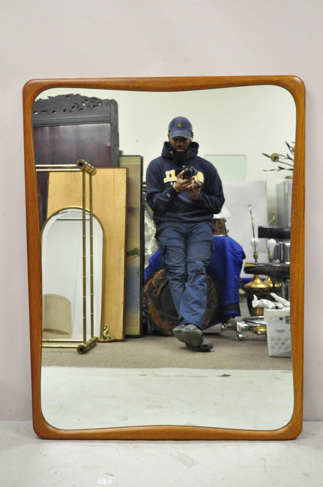 20th Century Mid-Century Modern Lane Perception Sculpted Oak Wood Rectangular Mirror