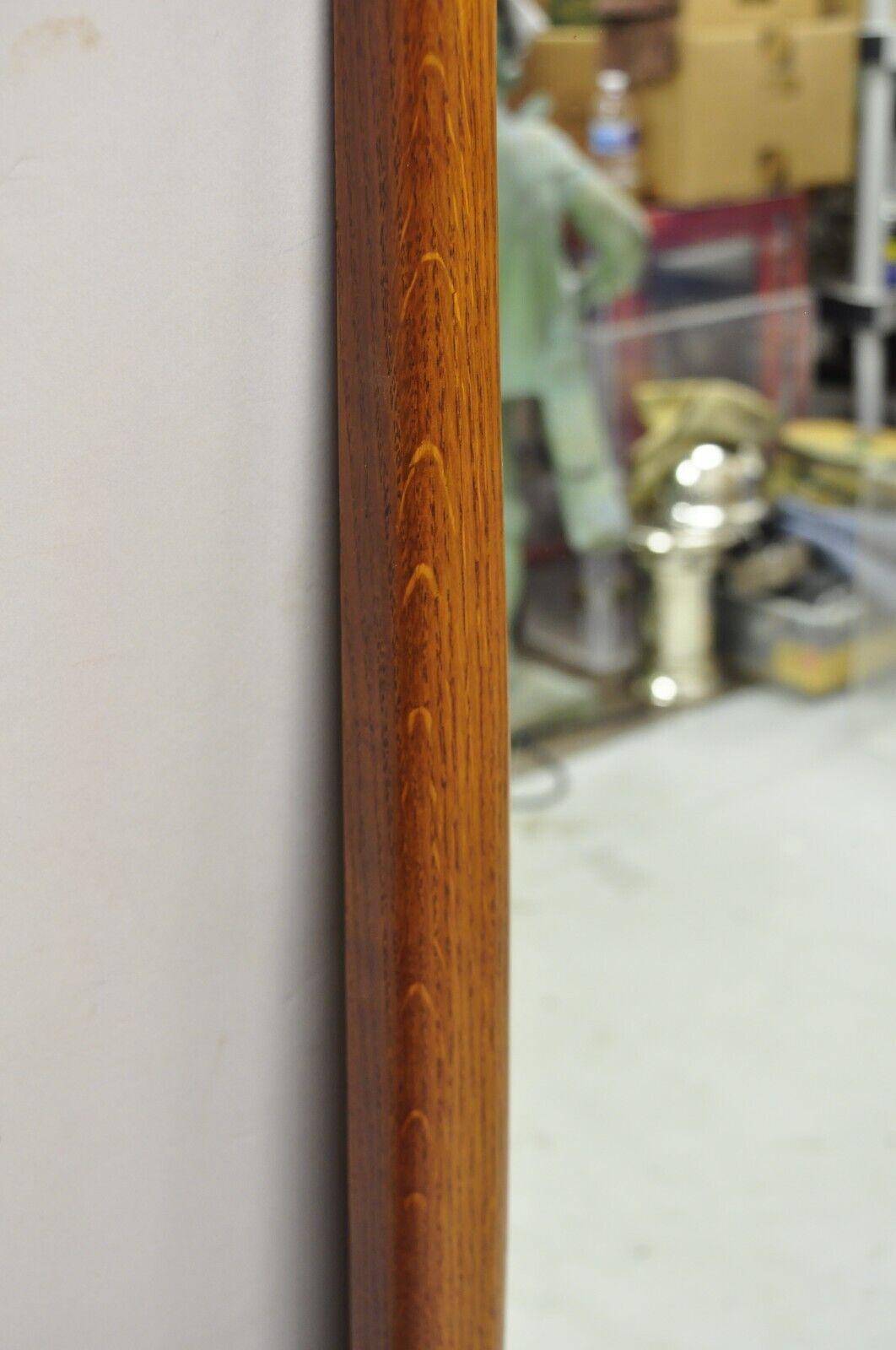 Mid-Century Modern Lane Perception Sculpted Oak Wood Rectangular Mirror 1