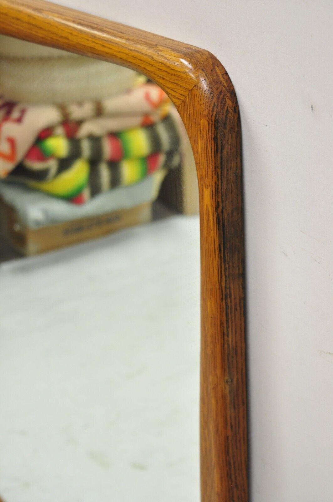 Mid-Century Modern Lane Perception Sculpted Oak Wood Rectangular Mirror 4