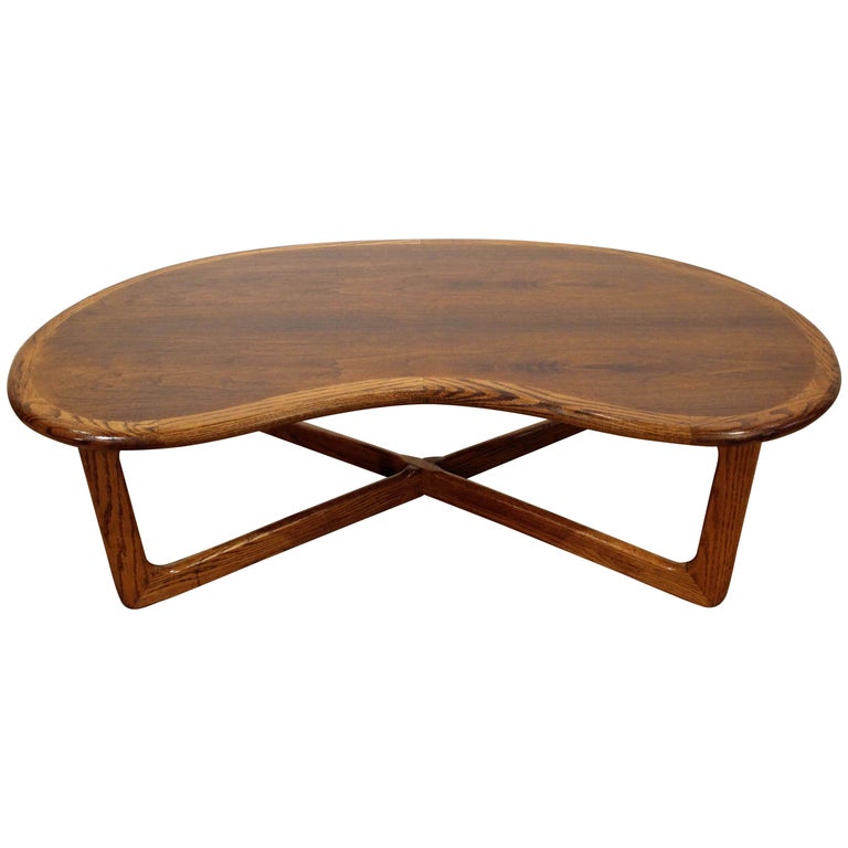 MidCentury Modern Lane 'Perception' Walnut Kidney Coffee Table by Lane
