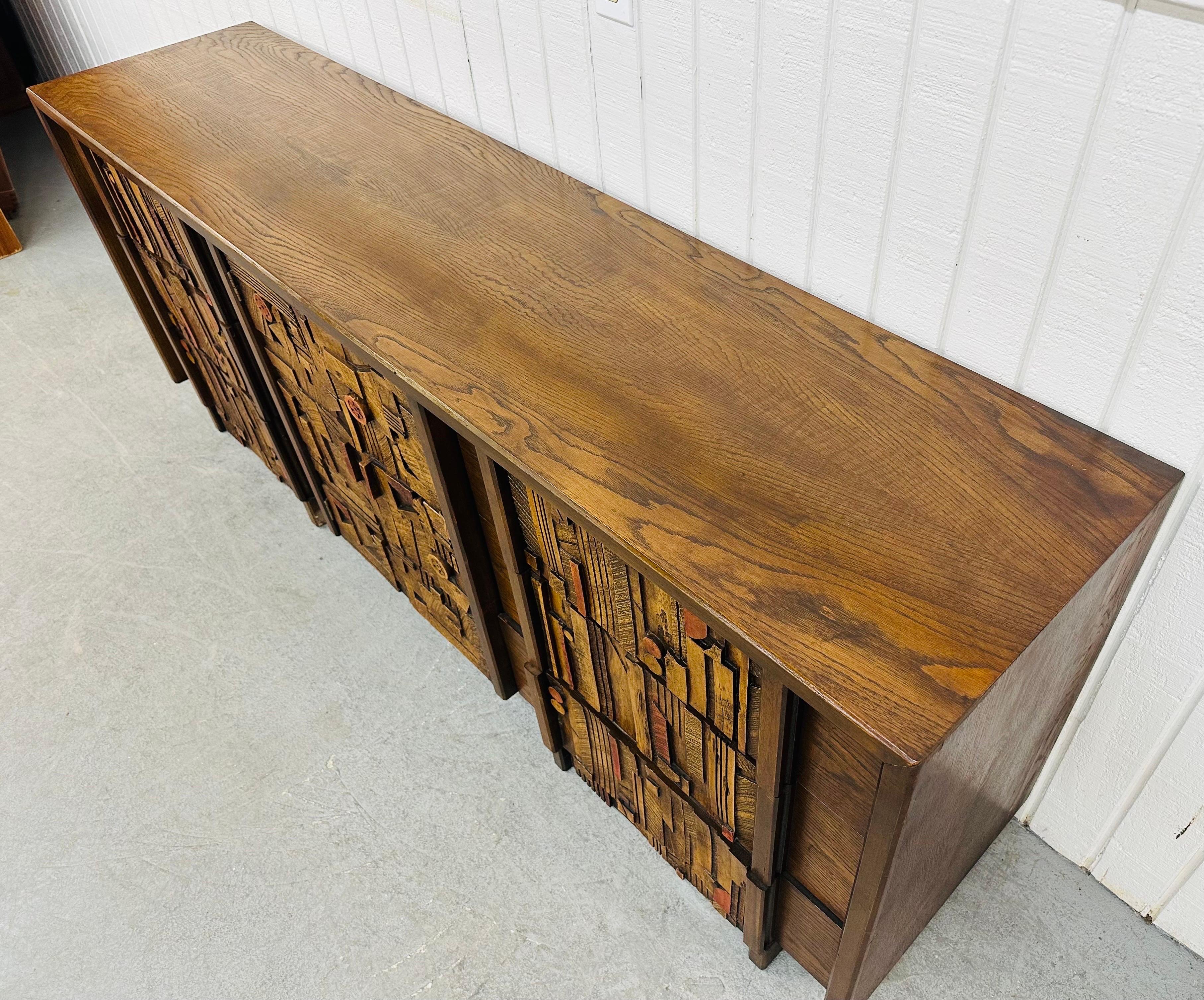 American Mid-Century Modern Lane Pueblo Brutalist 9-Drawer Dresser For Sale