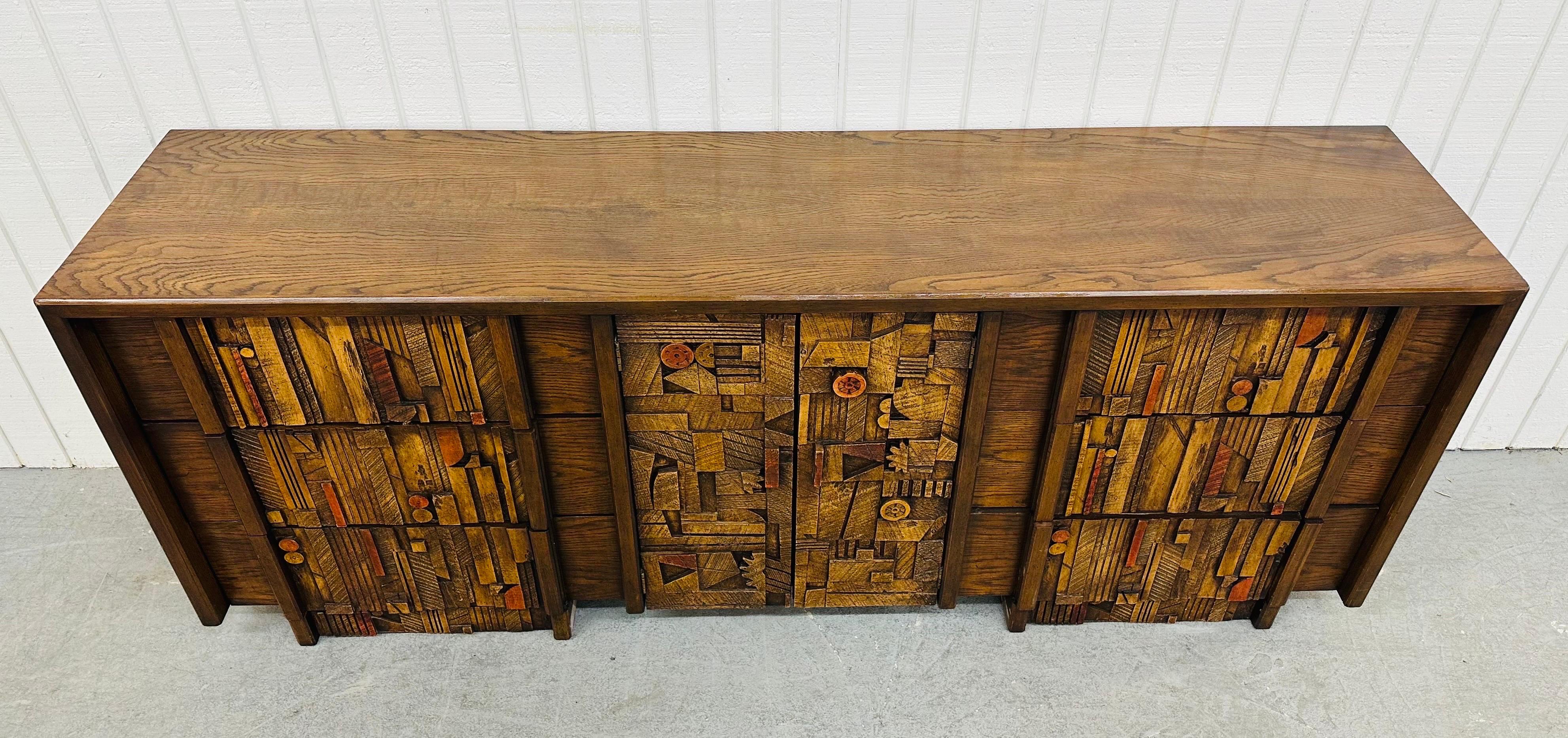 Mid-Century Modern Lane Pueblo Brutalist 9-Drawer Dresser In Good Condition For Sale In Clarksboro, NJ