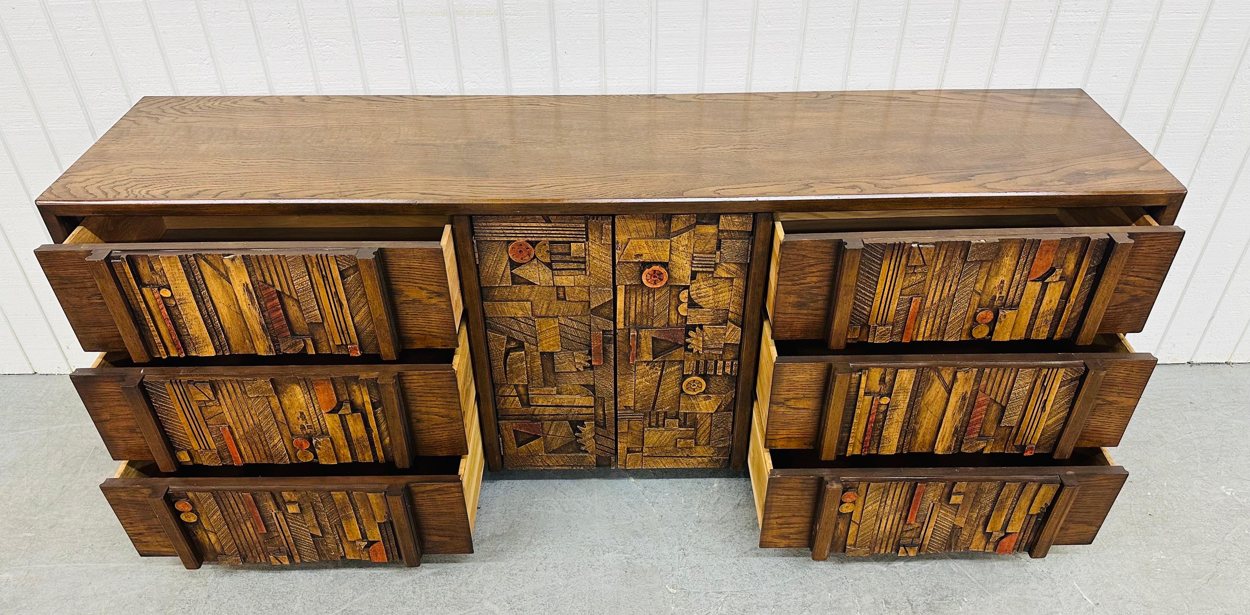 Wood Mid-Century Modern Lane Pueblo Brutalist 9-Drawer Dresser For Sale