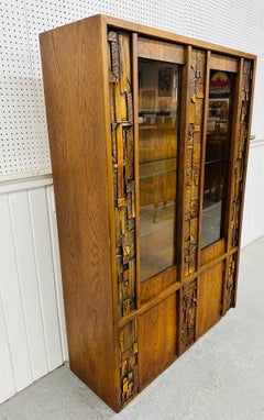 Mid-Century Modern Lane Pueblo Brutalist Display Cabinet