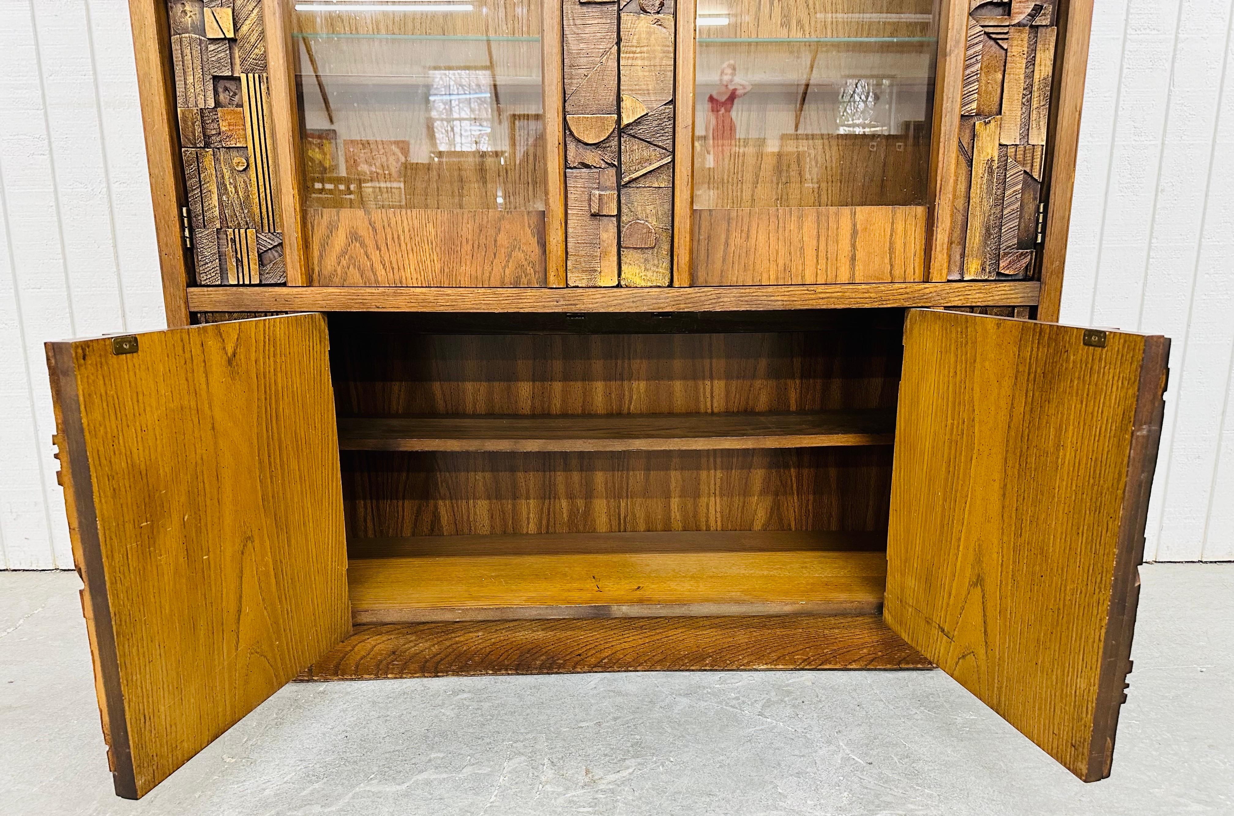 Glass Mid-Century Modern Lane Pueblo Brutalist Display Cabinet For Sale