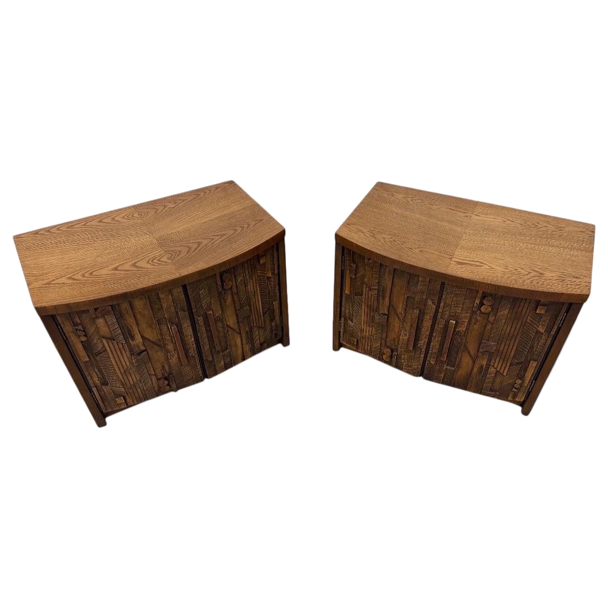 Mid-Century Modern Lane
s Brutalist Nachttische - Satz von 2 im Angebot