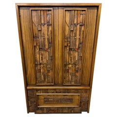 Mid-Century Modern Lane Pueblo Brutalist Oak Armoire