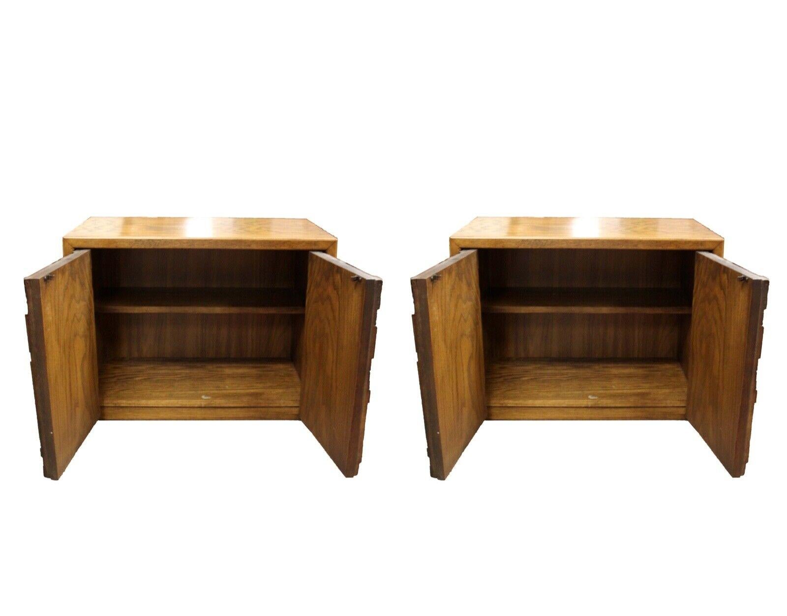 Late 20th Century Mid-Century Modern Lane Pueblo Brutalist Pair of Nightstands, 1970s