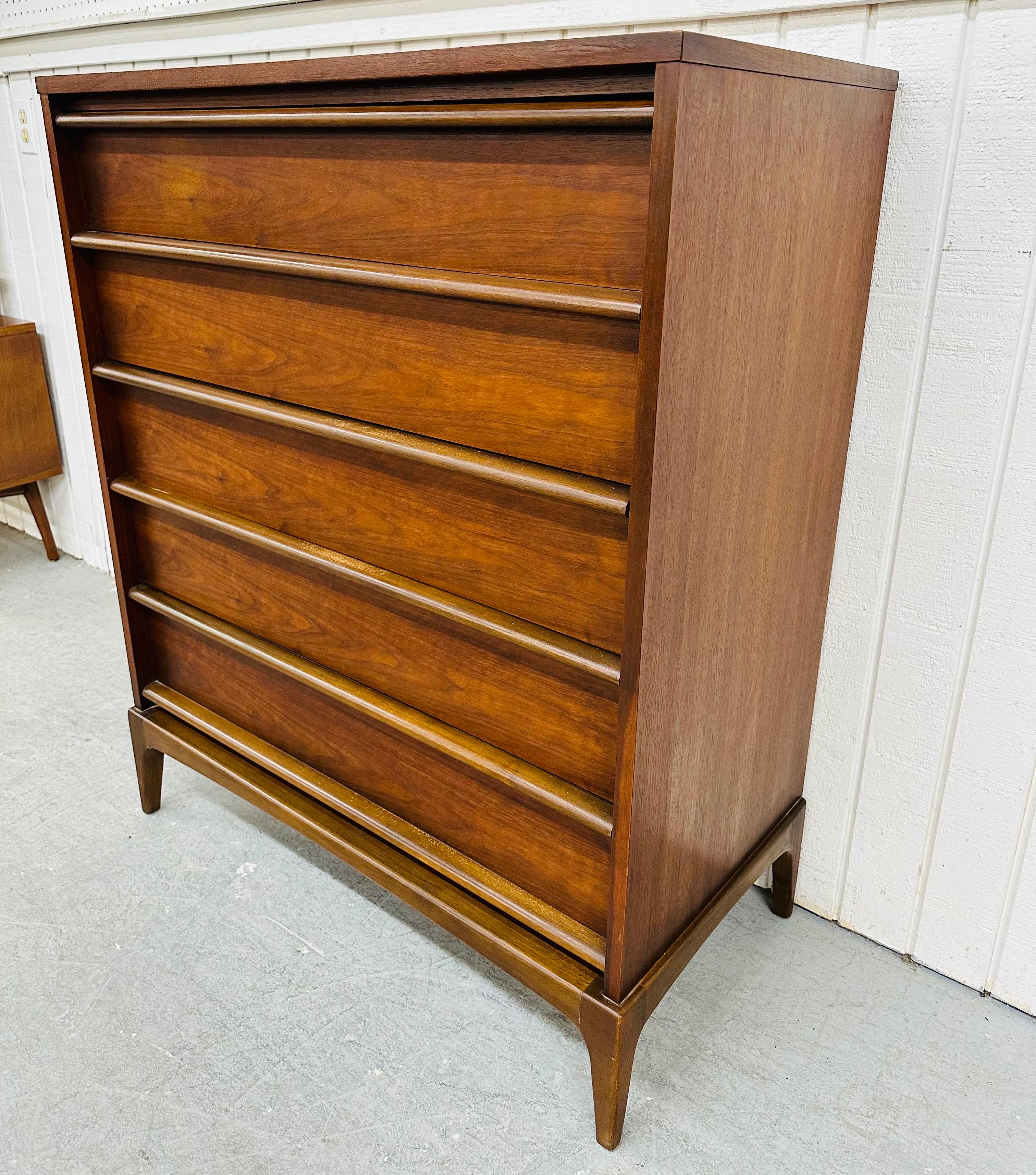 American Mid-Century Modern Lane Rhythm Walnut High Chest For Sale