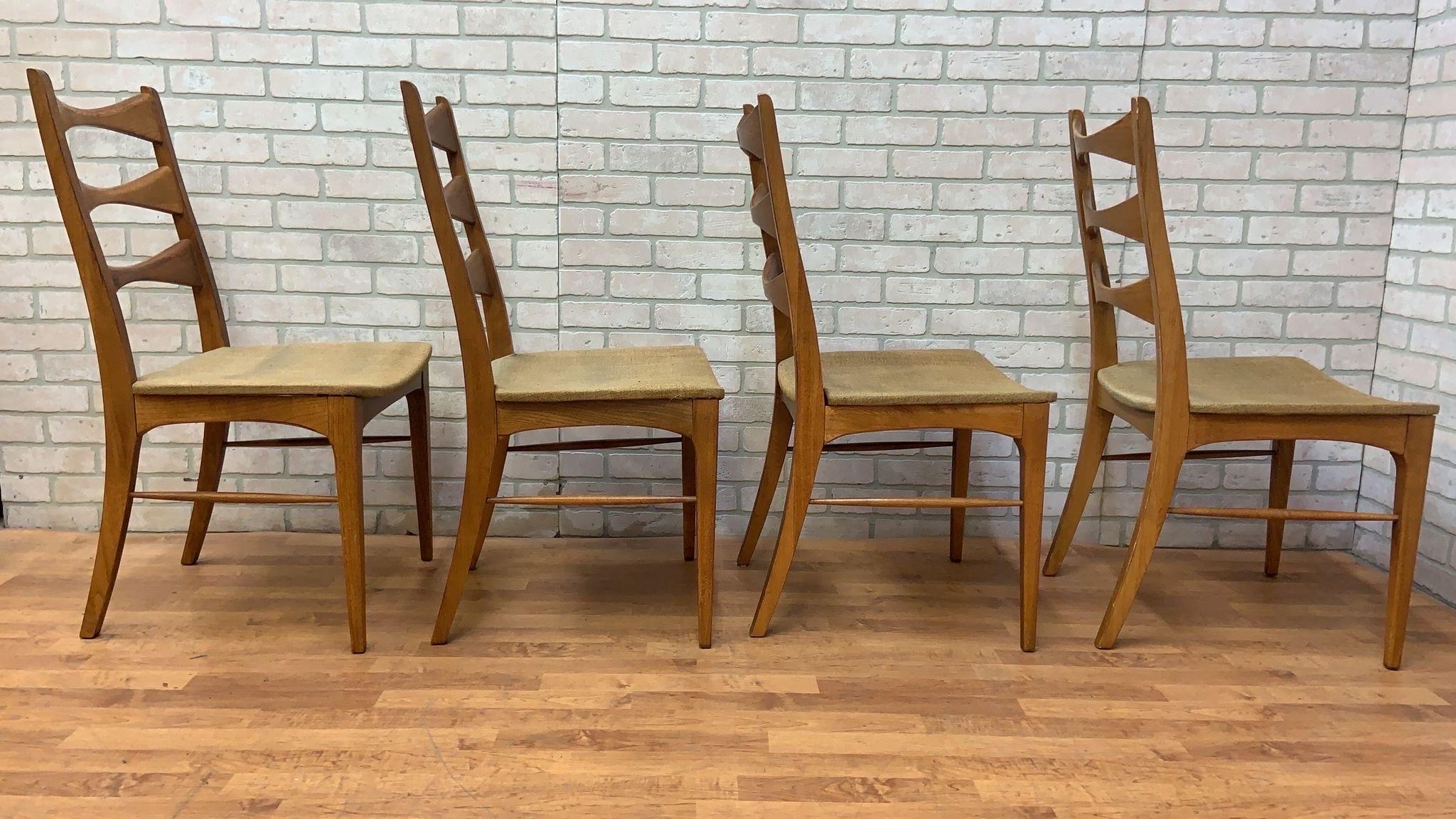 Mid-Century Modern Mid Century Modern Lane Rhythm Walnut Ladder Back Side Chairs - Set of 4 For Sale