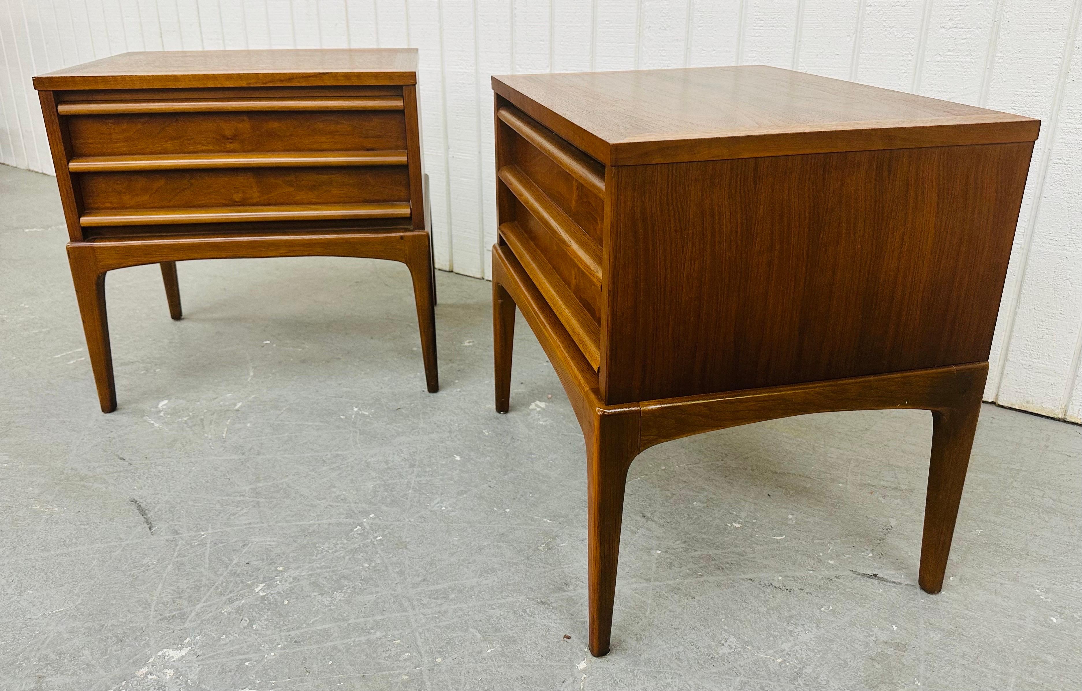 American Mid-Century Modern Lane Rhythm Walnut Nightstands - Set of 2