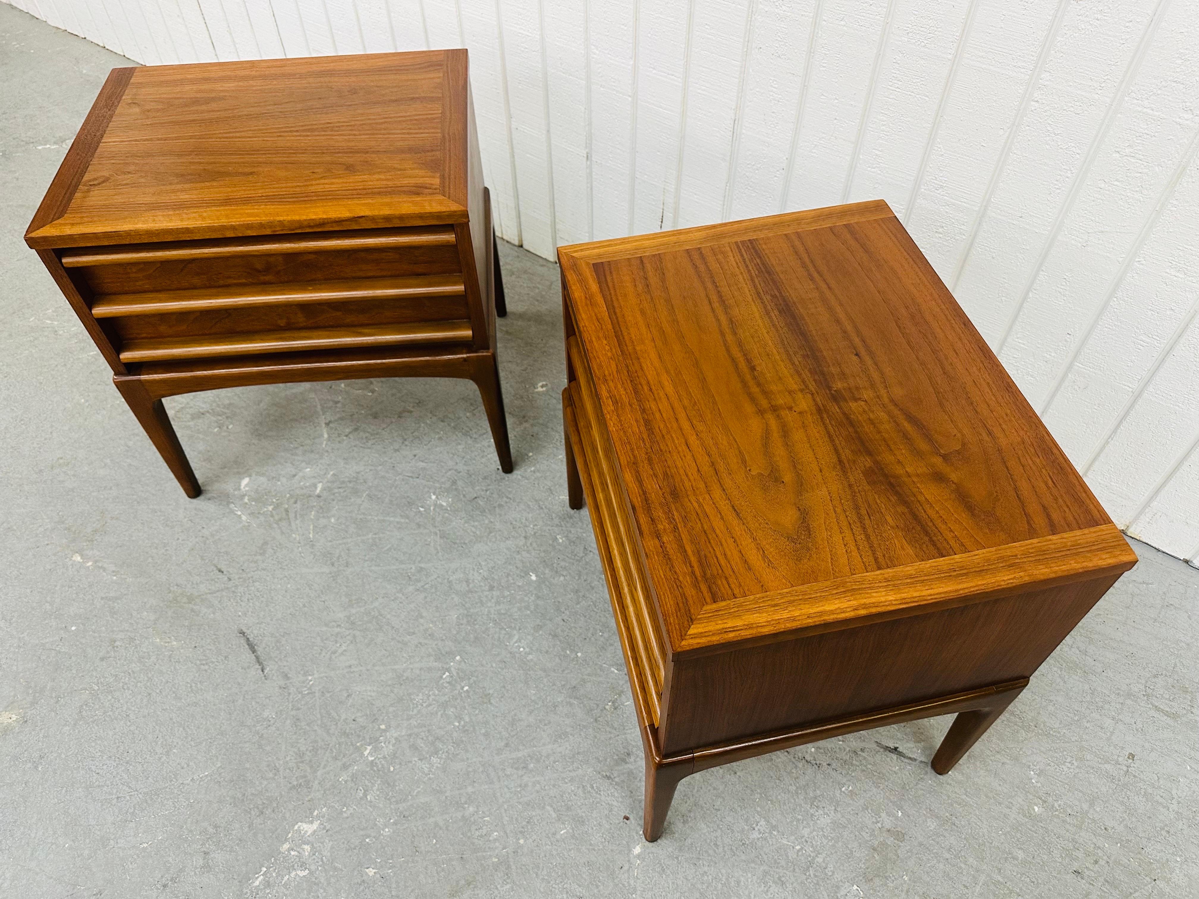 20th Century Mid-Century Modern Lane Rhythm Walnut Nightstands - Set of 2