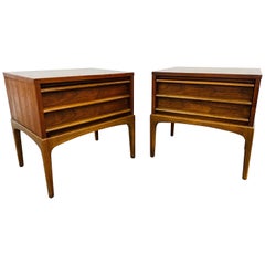 Mid-Century Modern Lane Rhythm Walnut Nightstands - Set of 2