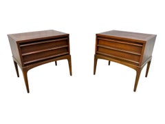 Mid-Century Modern Lane Rhythm Walnut Nightstands - Set of 2 - Refinished!