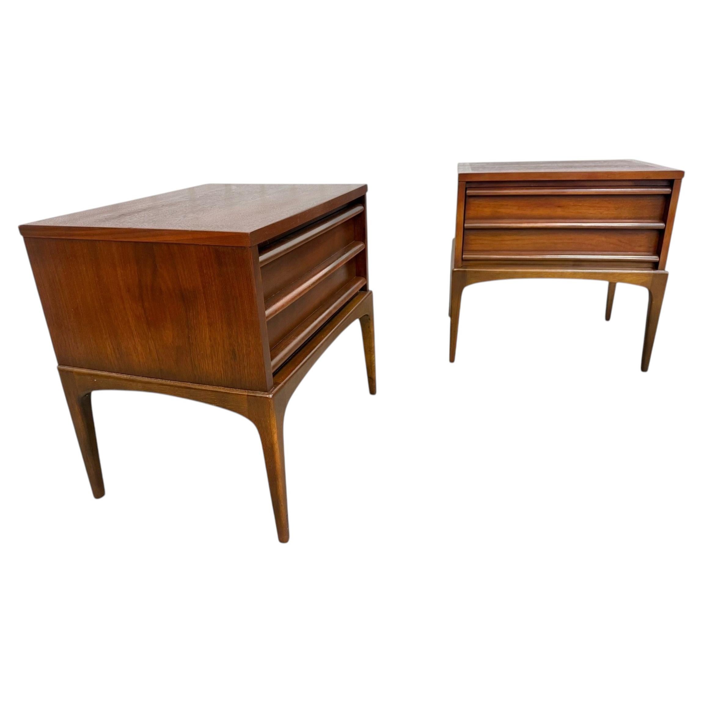 Mid-Century Modern Lane Rhythm Walnut Nightstands - Set of 2 - Refinished!