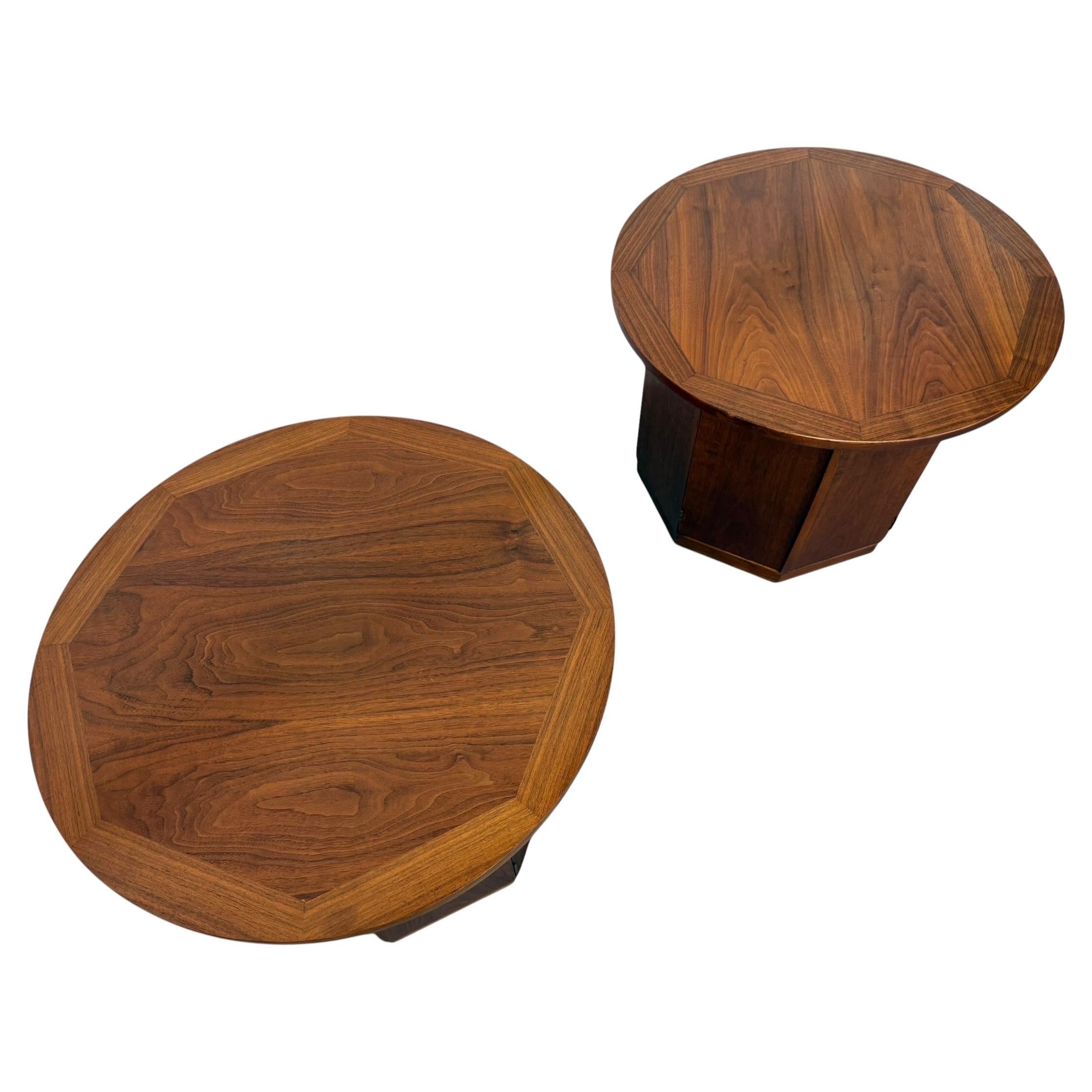 Mid-Century Modern Lane Rhythm Walnut Side Tables - Set of 2 - Refinished!